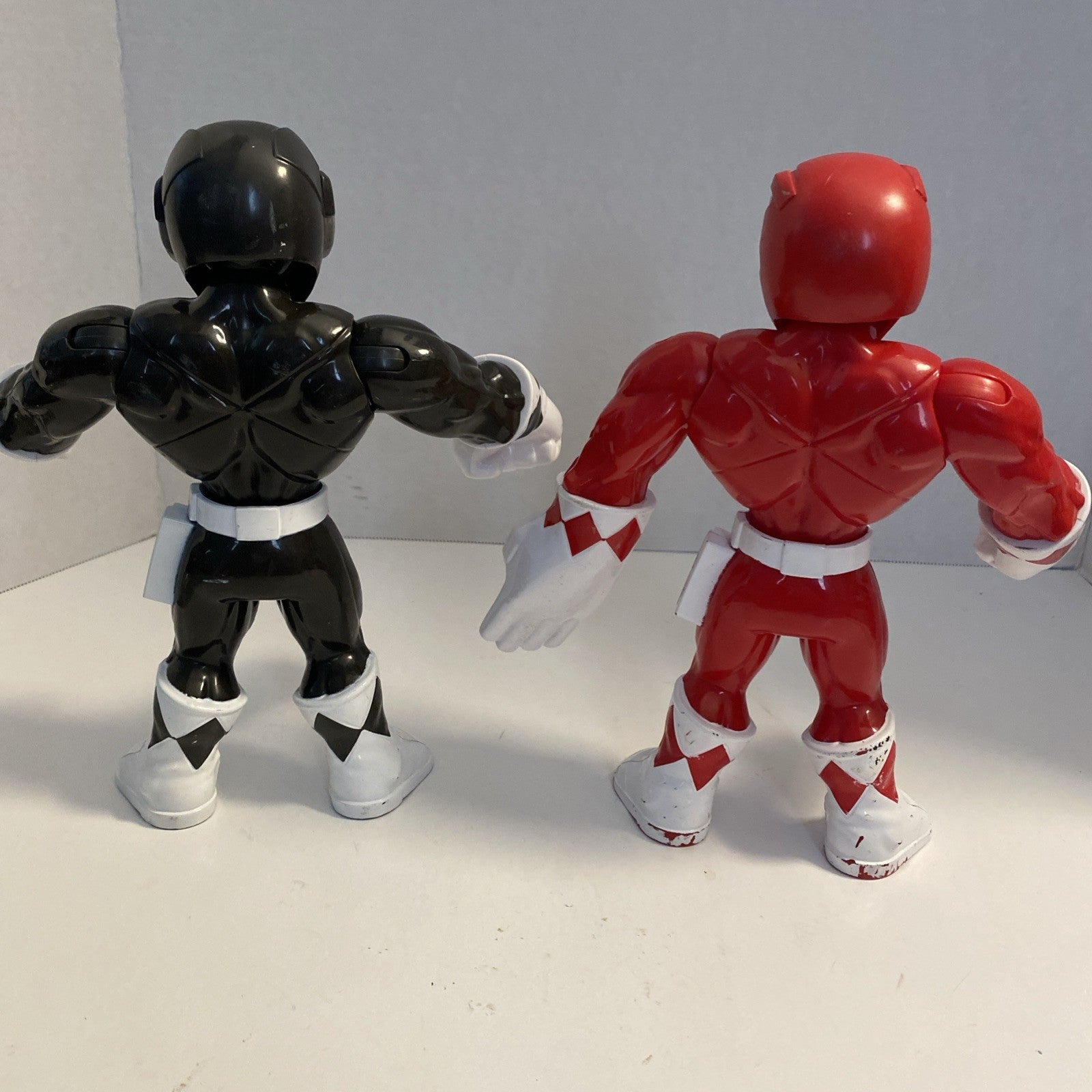 2 Power Rangers Heroes Mega Mighties Mighty Morphin 10" Black And Red Rangers