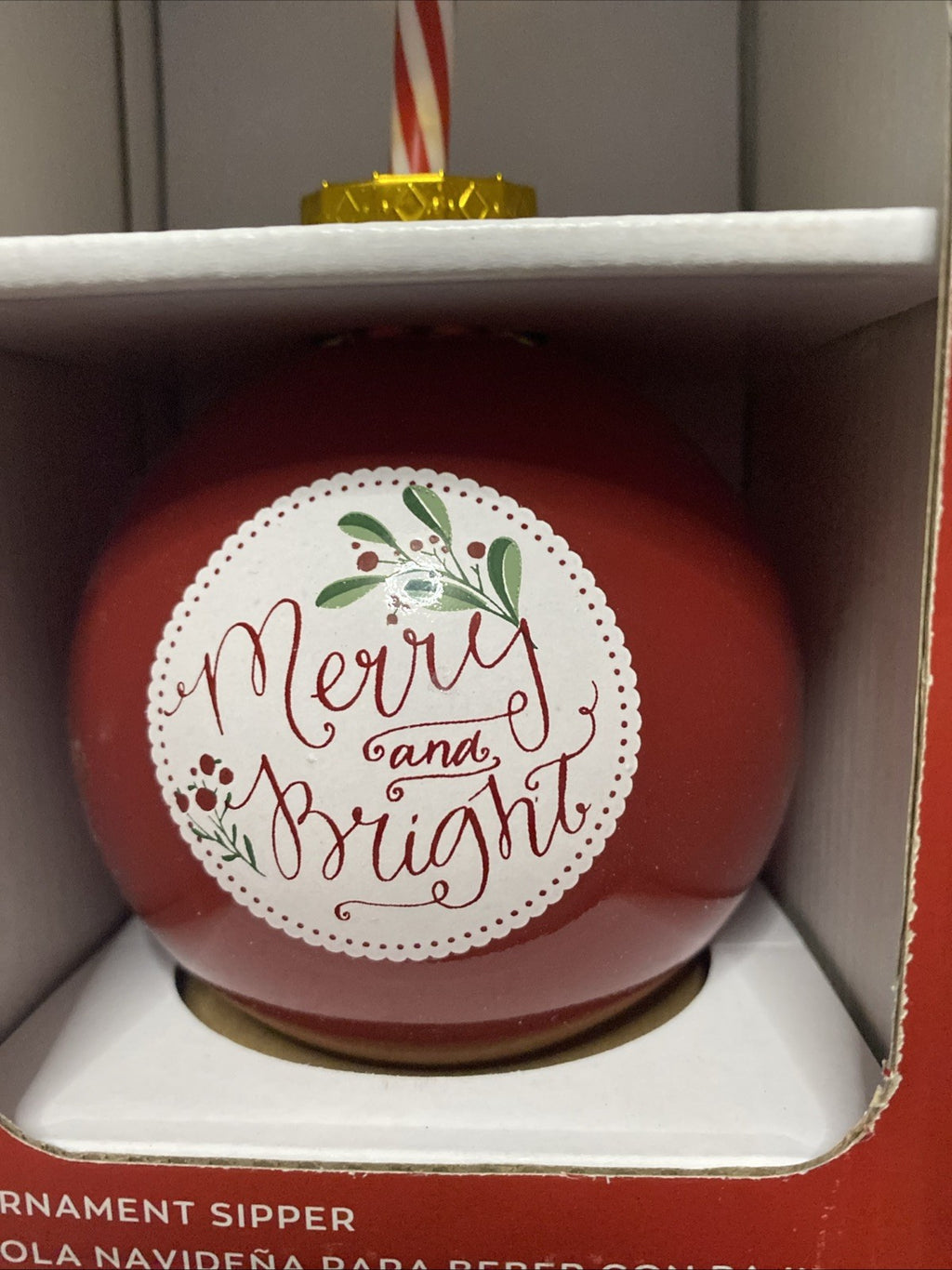 New - Crofton  Ornament Sipper Merry and Bright Christmas Drinking Sipper