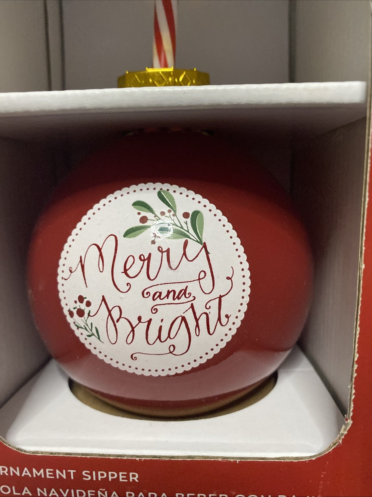 New - Crofton  Ornament Sipper Merry and Bright Christmas Drinking Sipper