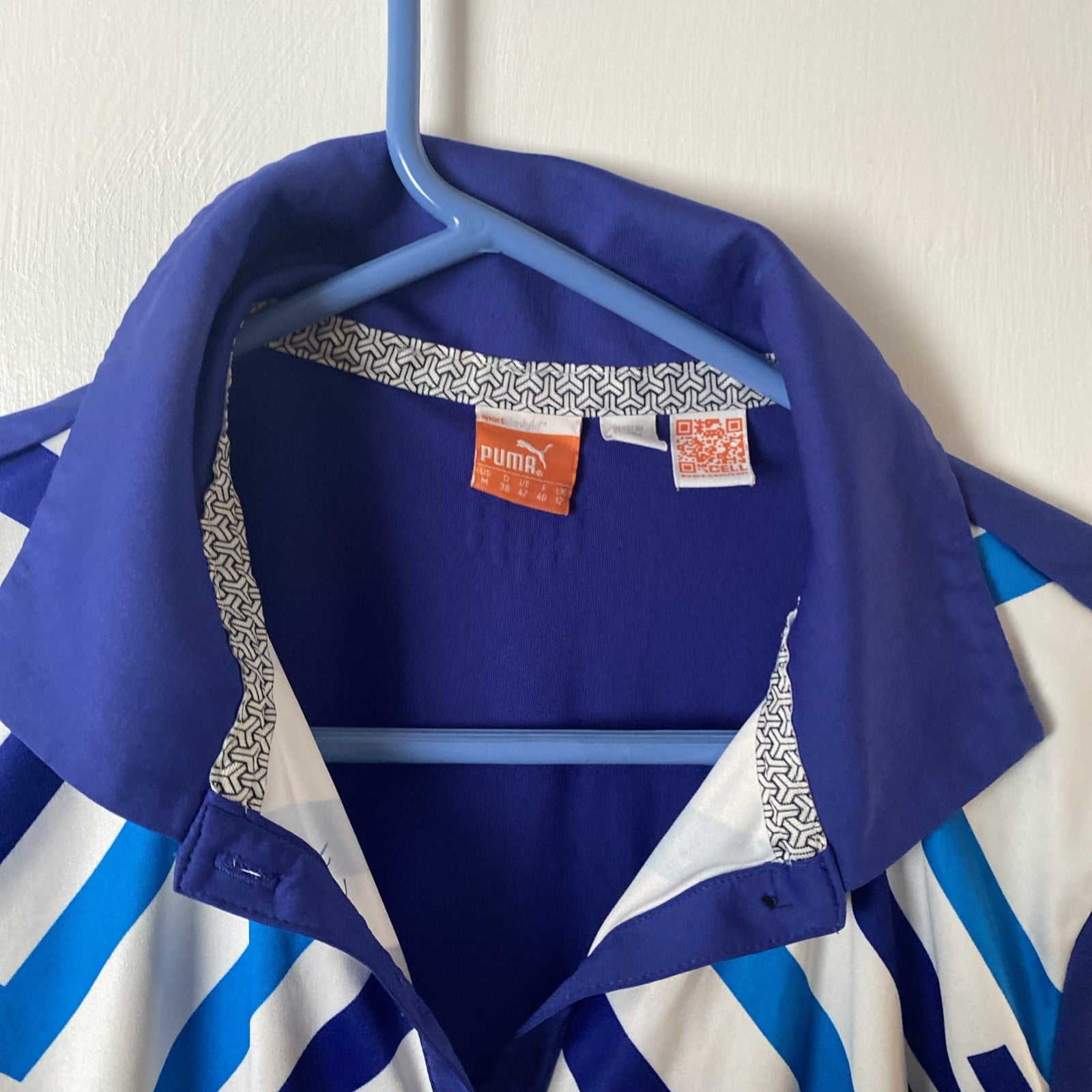 Puma women's polo shirt drty cell sport lifestyle short sleeve blue size M