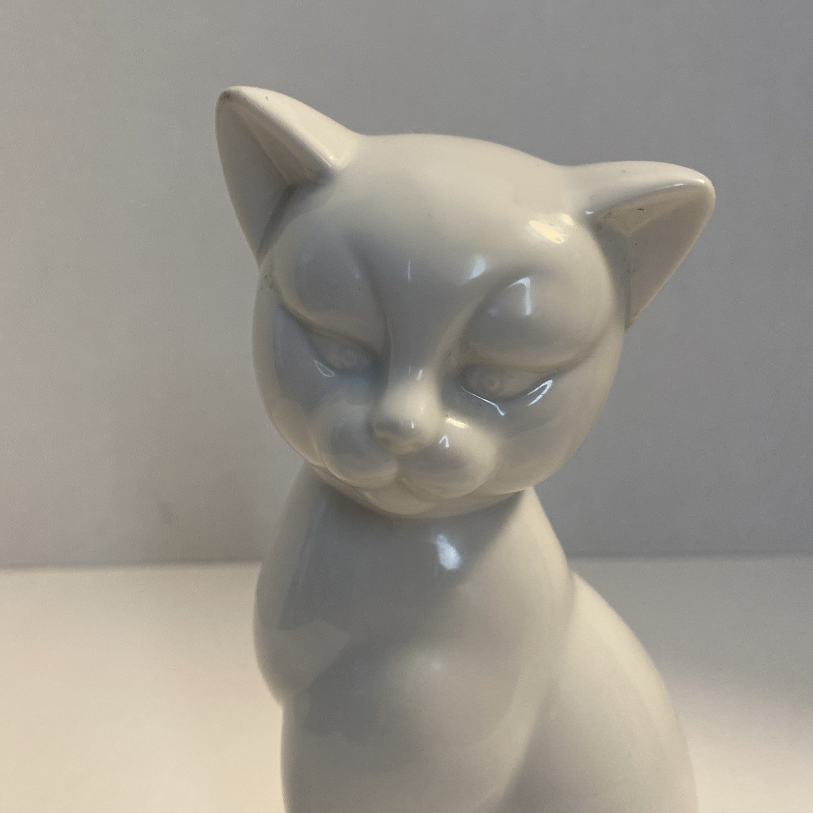 White Ceramic Sitting Cat 8” Tall Kitty Figurine Cat Decor Collectible Feline