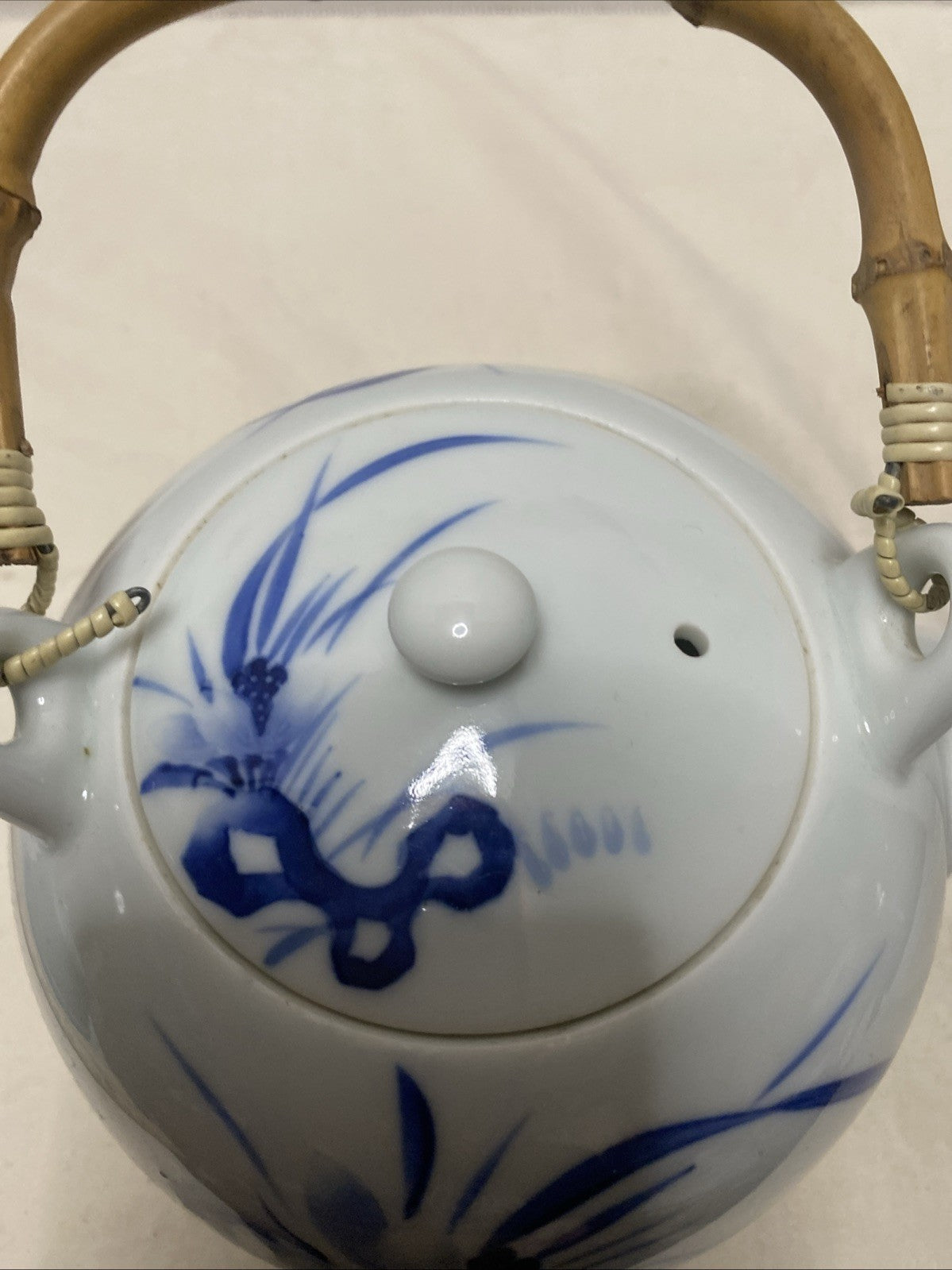 Oriental Blue Bamboo Flower  Teapot