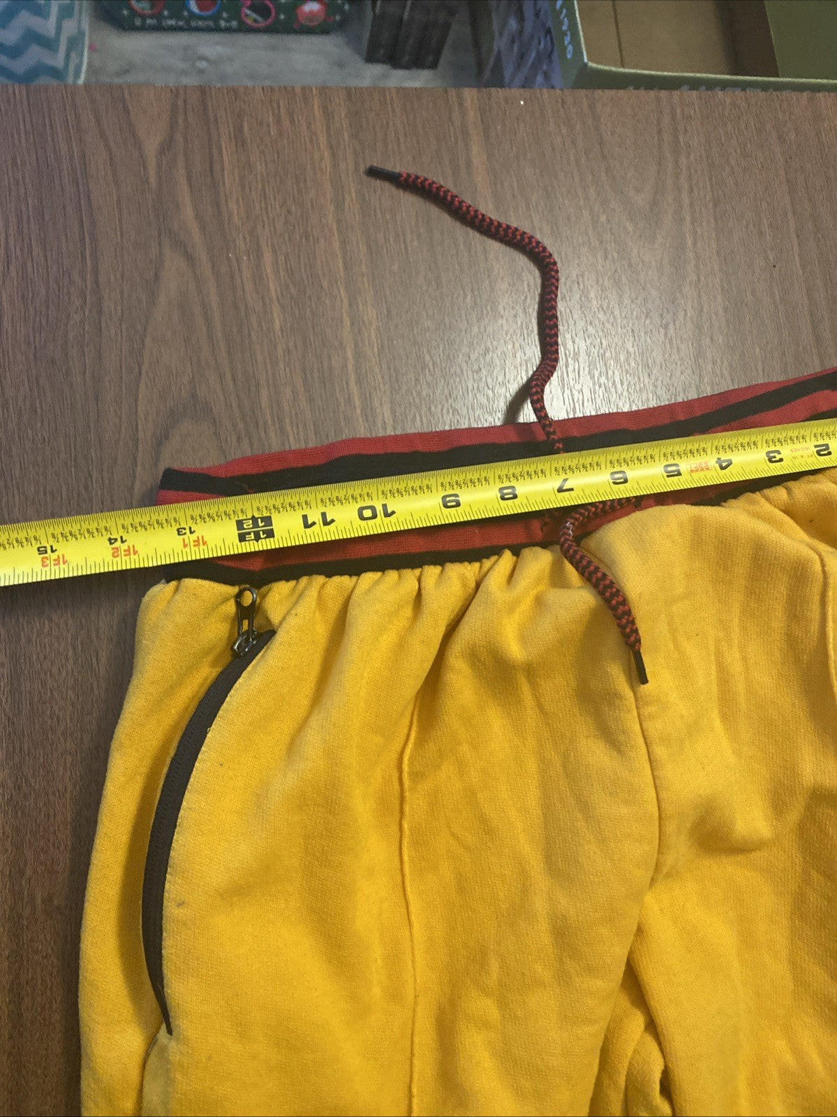 Brooklyn sweatpants size large yellow drawstring zipper pocket