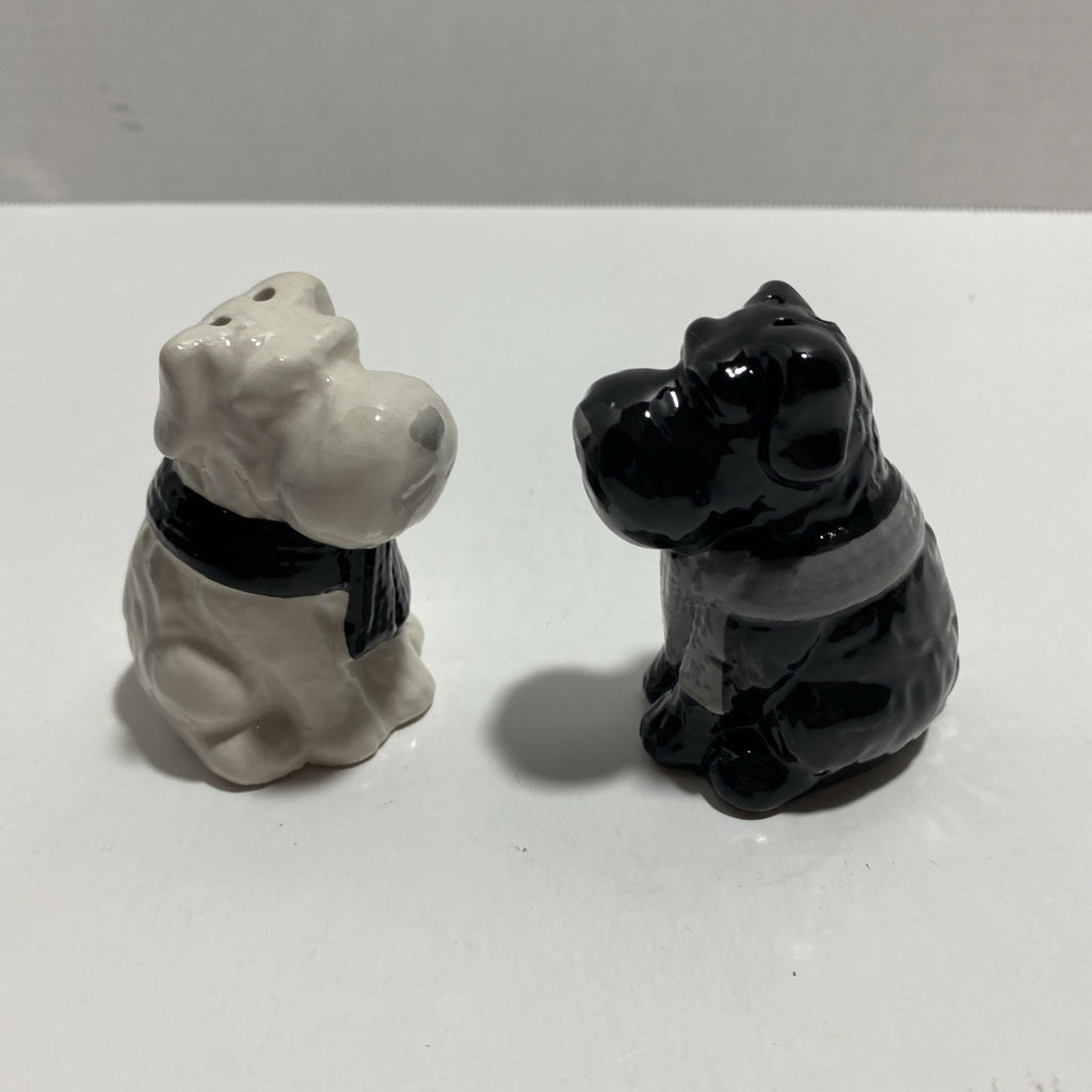 Black and White Scottish Terriers with Scarves Ceramic Salt and Pepper Shakers