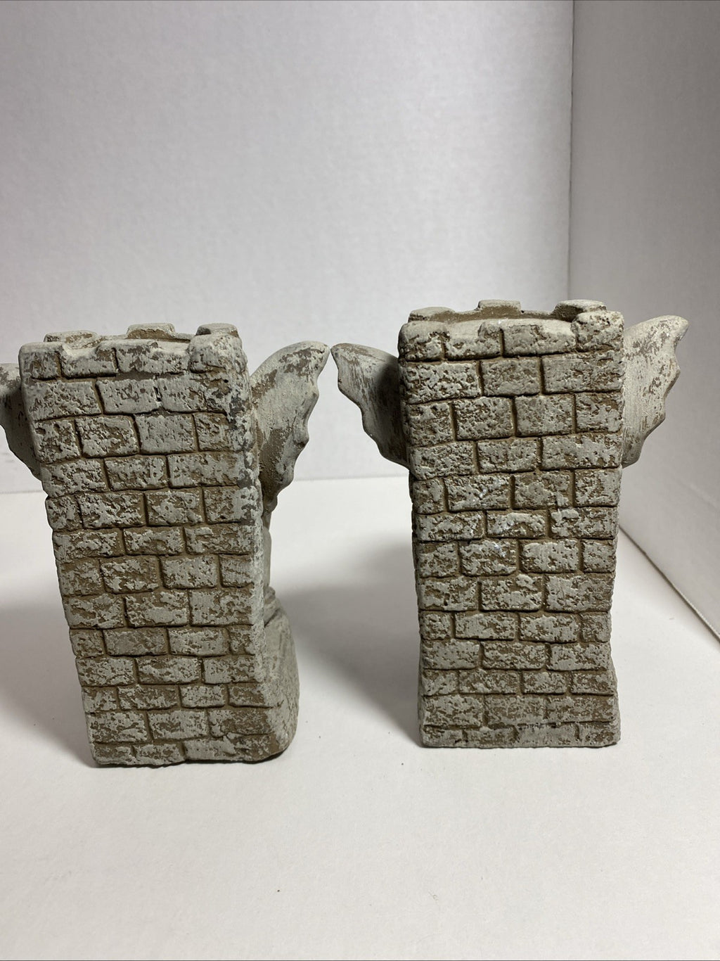 Gargoyle Concrete Stone Heavy Bookends, Castle Guardian Dragons Medieval 