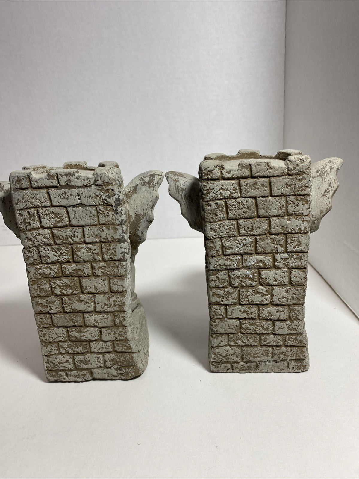 Gargoyle Concrete Stone Heavy Bookends, Castle Guardian Dragons Medieval 
