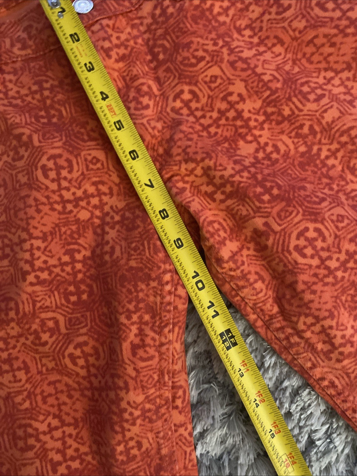 Levi Women’s 524 Two Super Low Jeans 13M 31x32 Orange Pattern