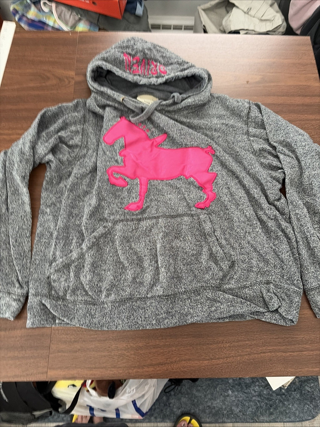 j america hoodie Draft Horse Driven On Hood Gray Small