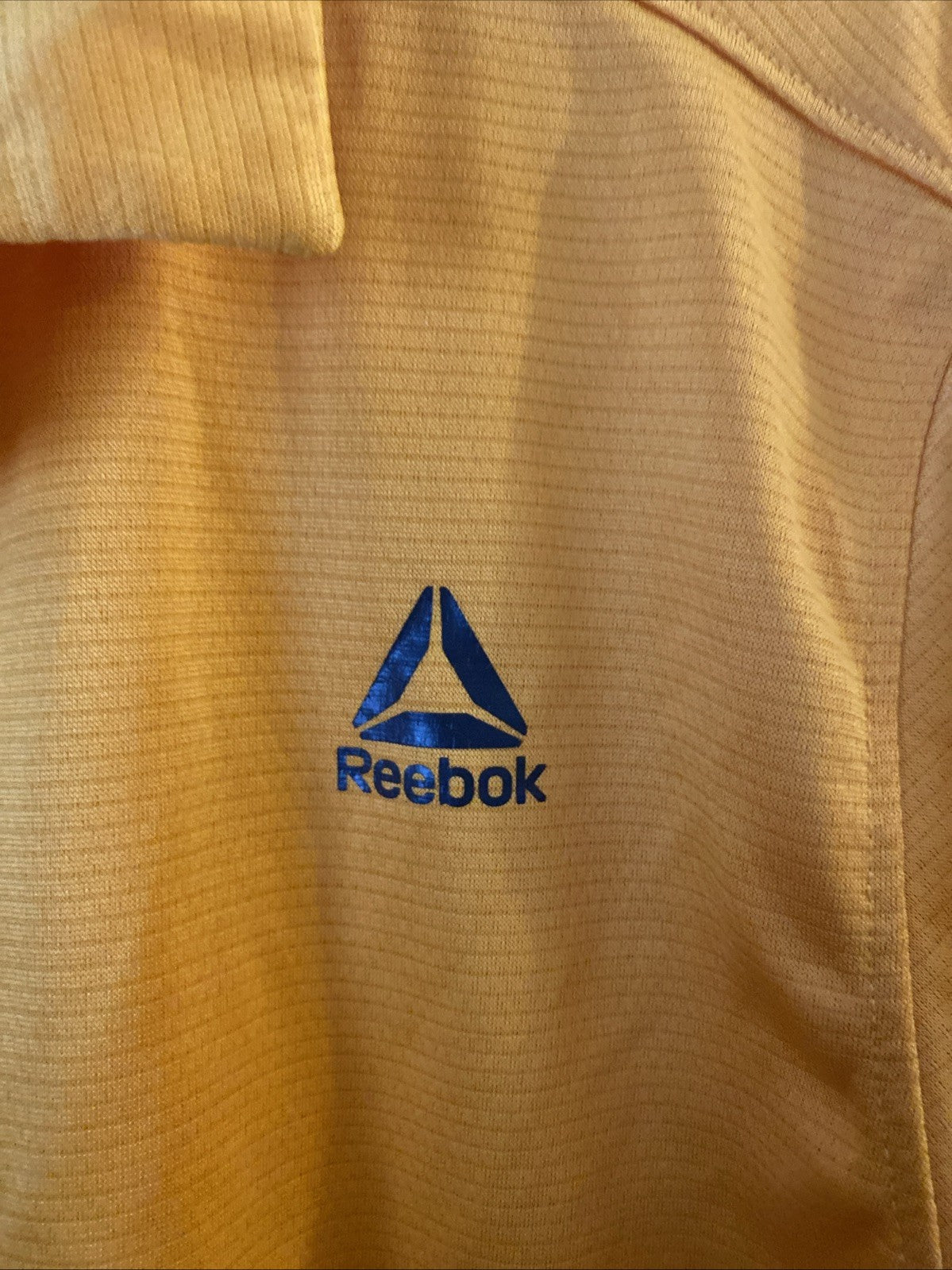 Reebok Mens Orange Short Sleeve Logo Spread Collar Polo Shirts Size Large