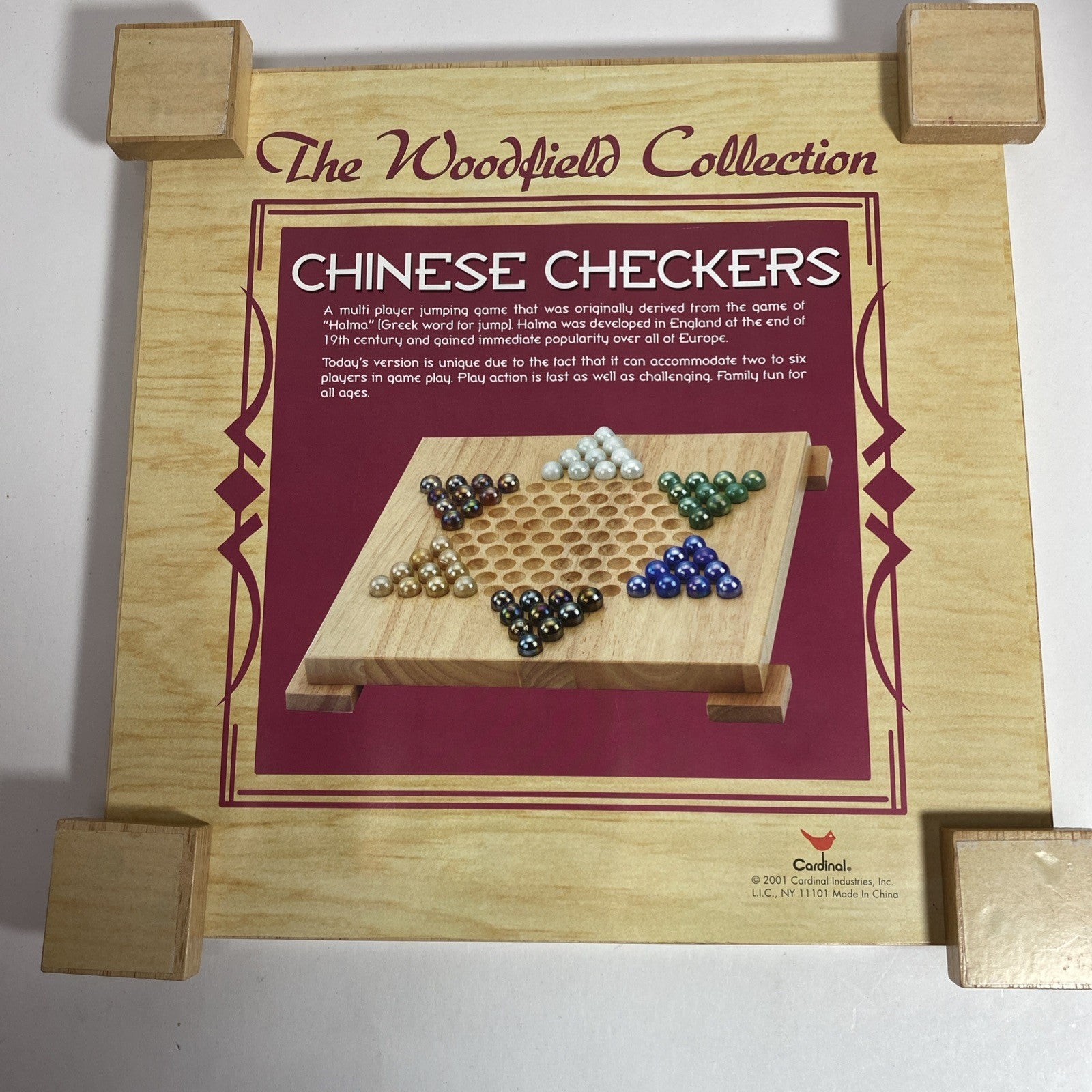 The Woodfield Collection CHINESE CHECKERS Wooden Game Board & Marbles Game 2001