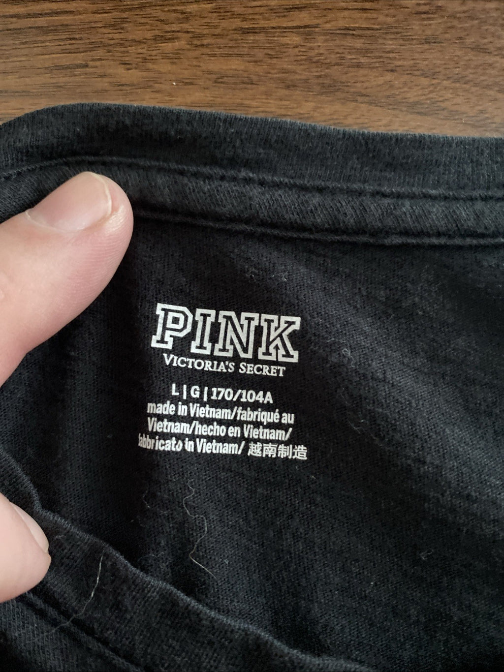 Pink Victoria’s Secret women’s large short sleeve shirt black cotton