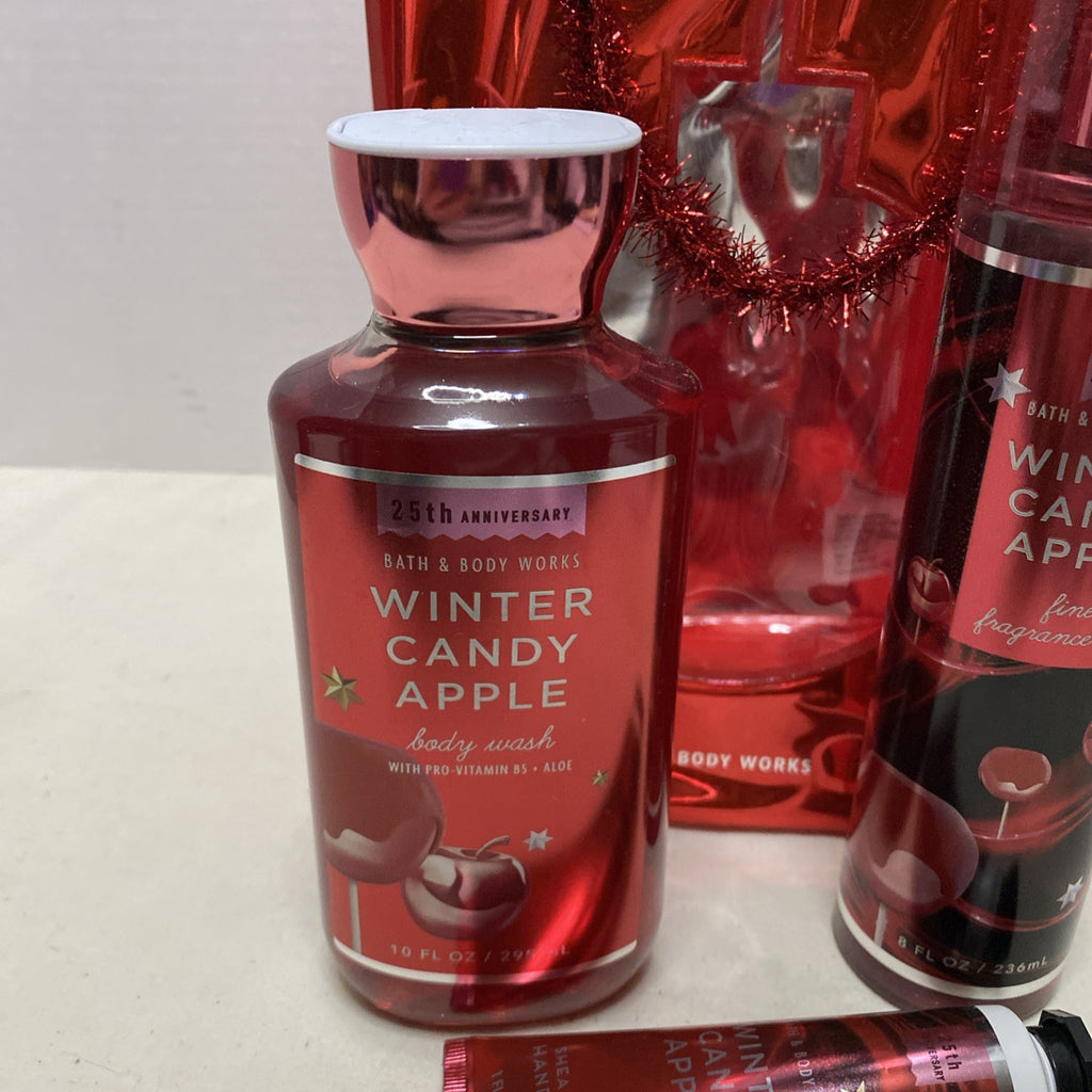 Bath & Body Works WINTER CANDY APPLE  Mist,Cream,Shower Gel & Bag SET