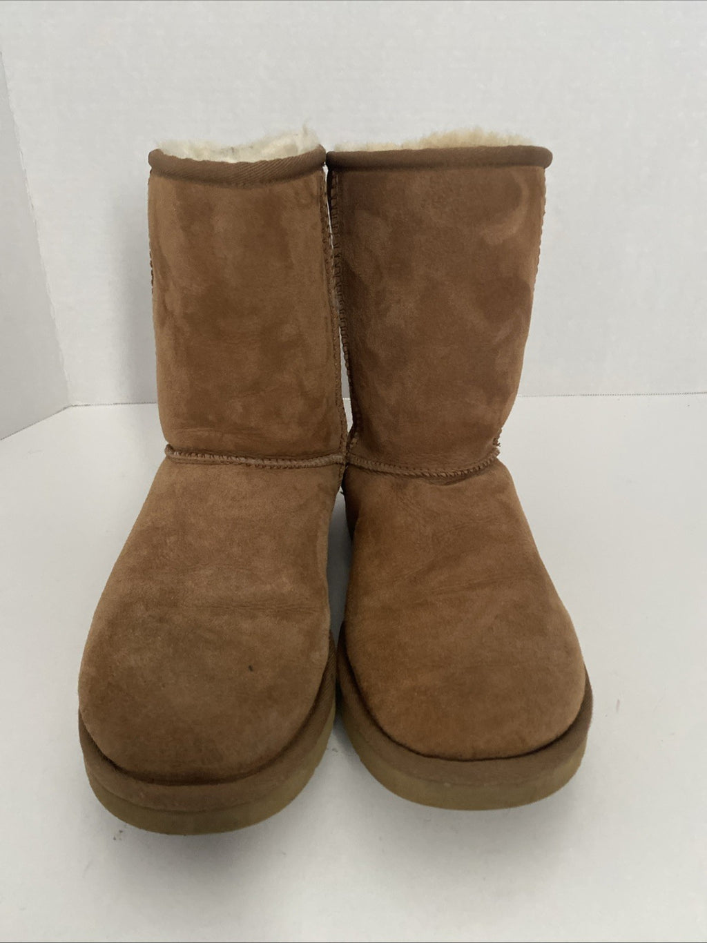 Womens Sheepskin Suede Mid Calf Fashion Boots, Chestnut, Size 8