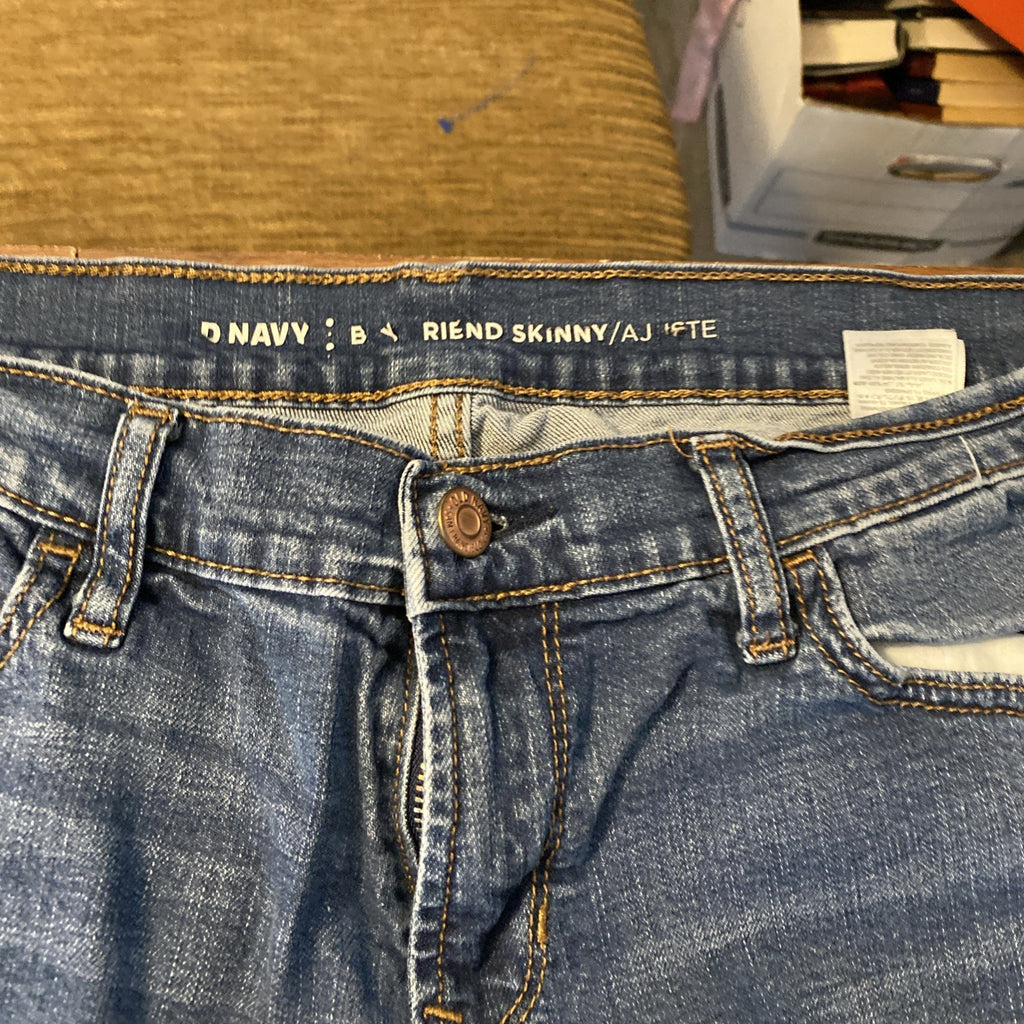 Old Navy Boyfriend Skinny Blue Jeans Women’s Sz 4 Distressed 
