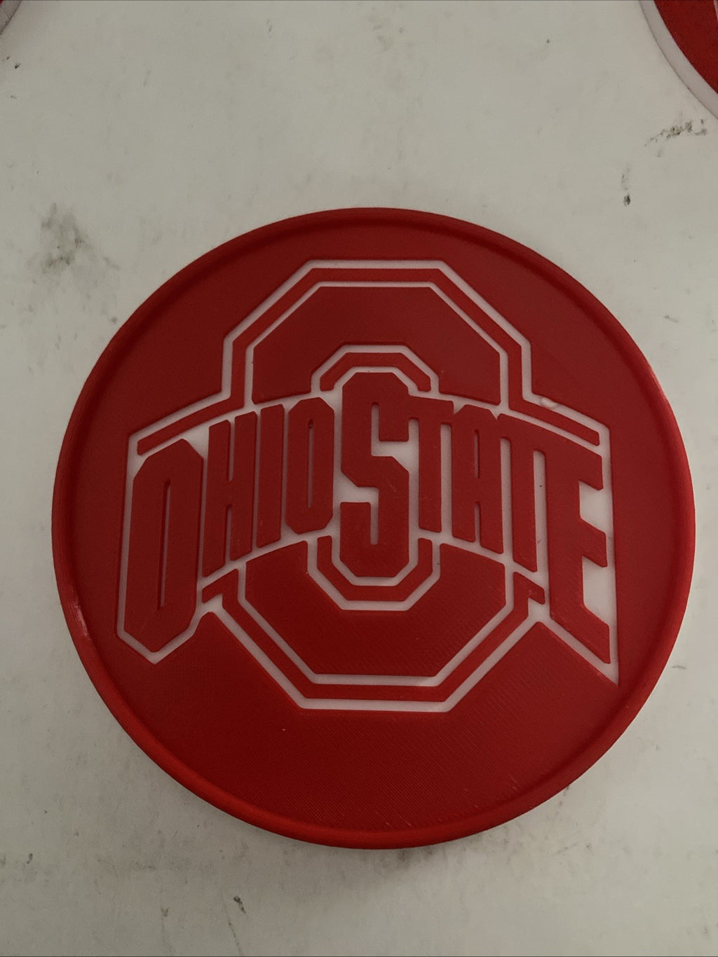 Custom 3-D printed Ohio State university coaster set five coasters and holder