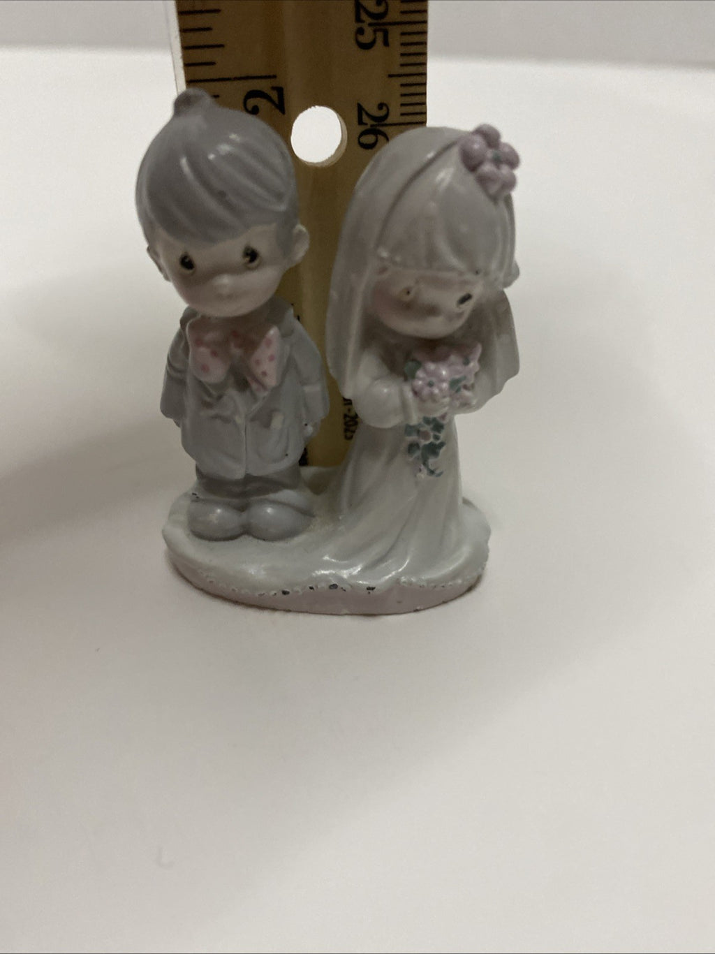 1990 Precious Moments Cast Metal Miniature Bride & Groom Figurine Wedding 2"tall