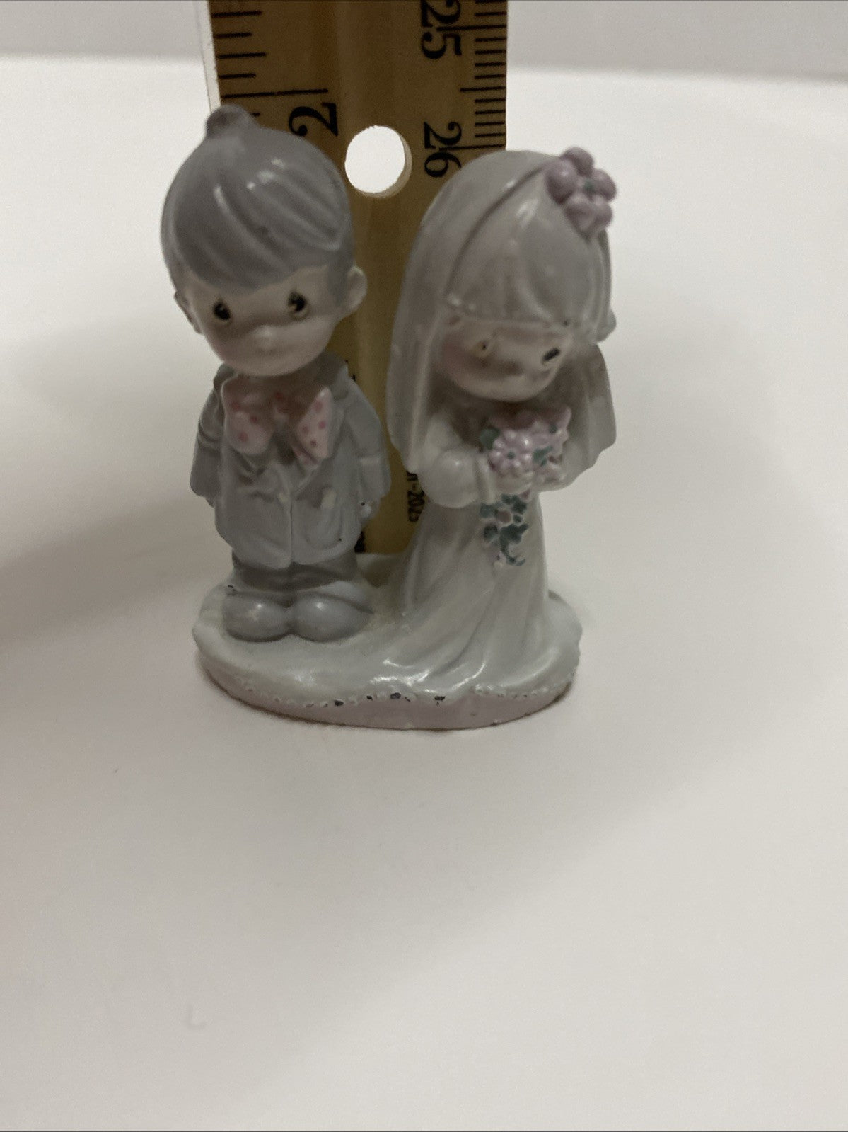 1990 Precious Moments Cast Metal Miniature Bride & Groom Figurine Wedding 2"tall