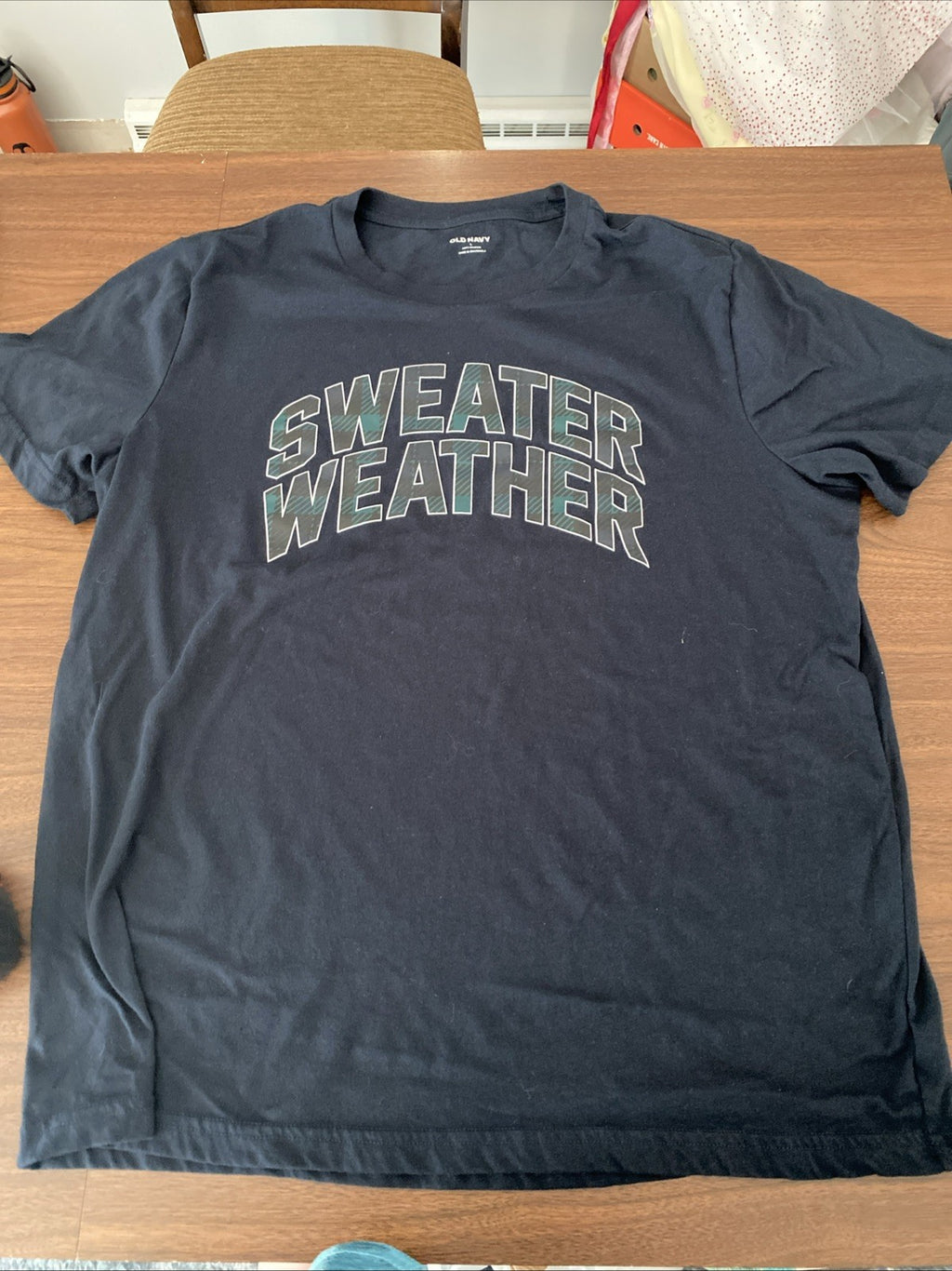 Old Navy Sweater Weather Mens L Large Navy Blue Short Sleeve T Shirt Free Ship