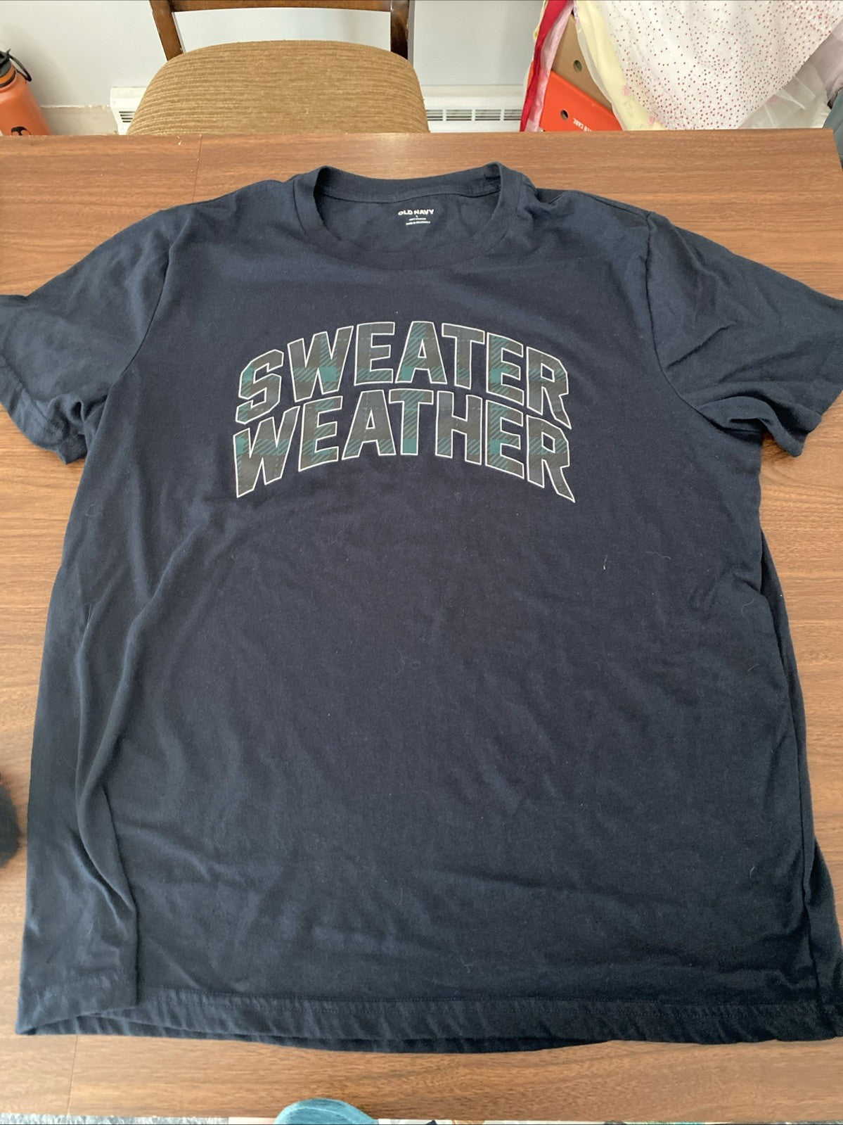Old Navy Sweater Weather Mens L Large Navy Blue Short Sleeve T Shirt Free Ship