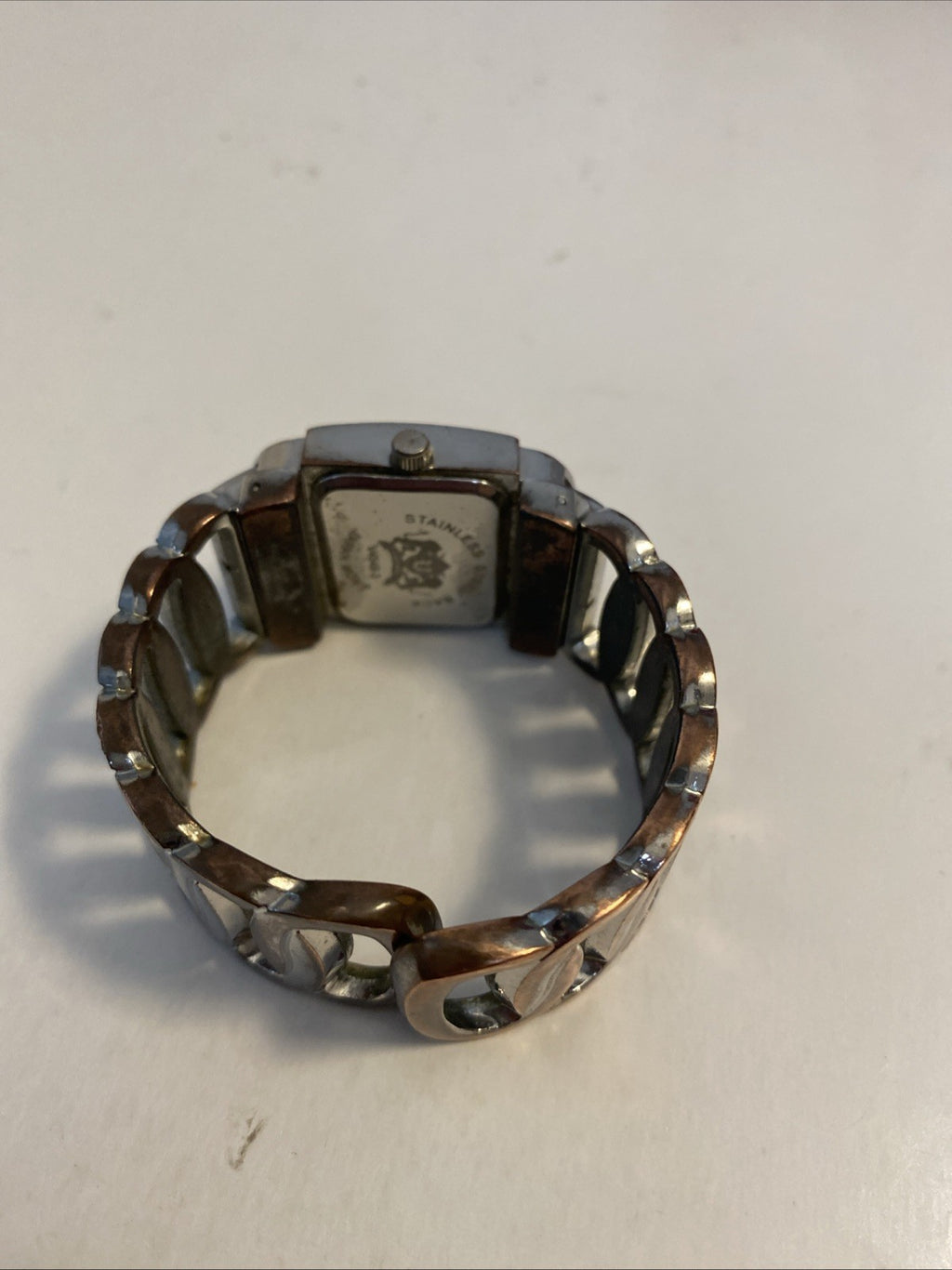 Silver Square face, Gold Rectangle face Cuff watch