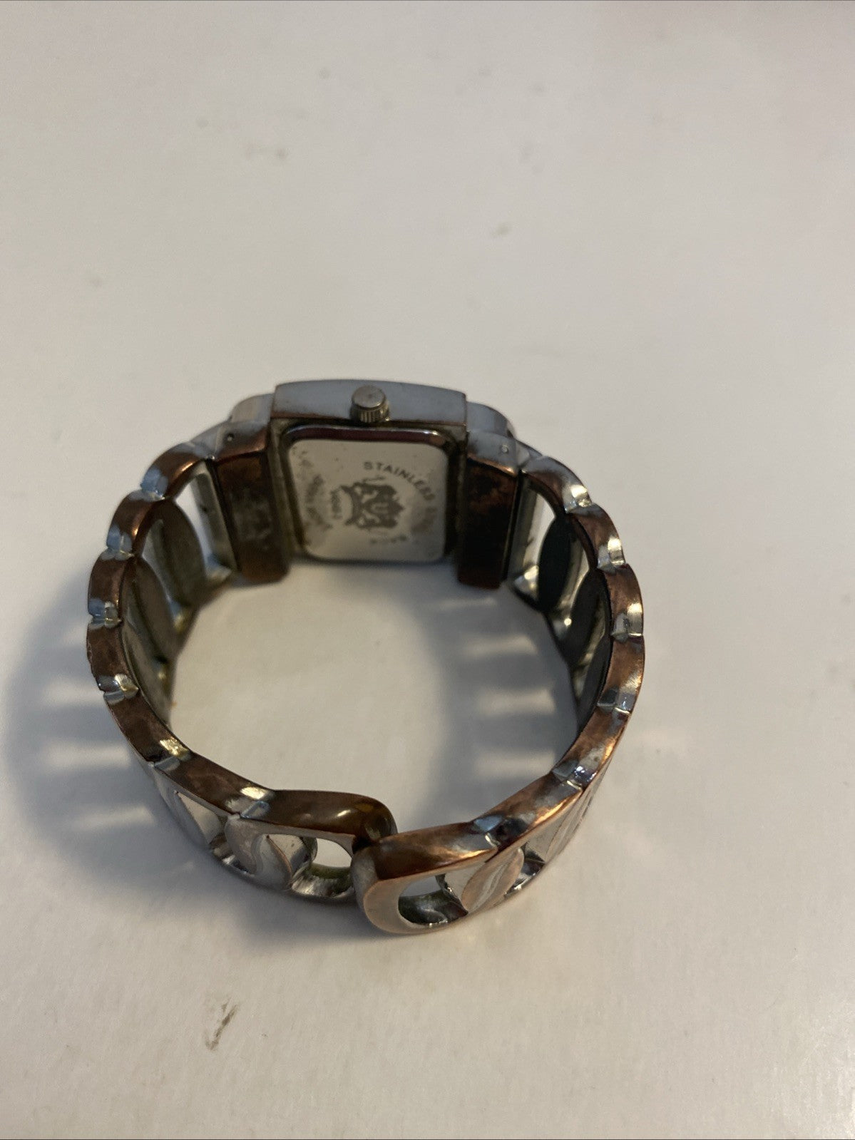 Silver Square face, Gold Rectangle face Cuff watch