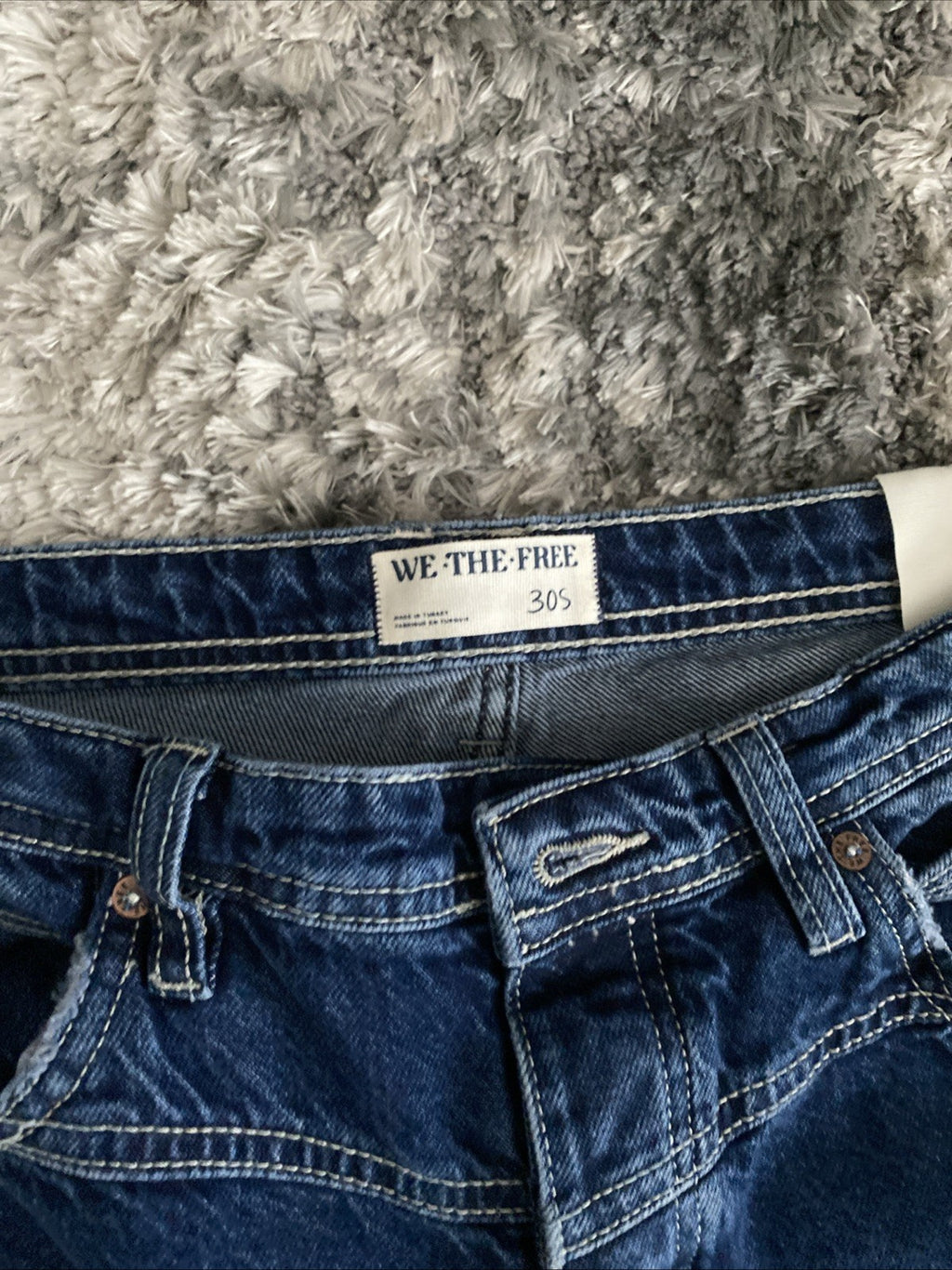 We The Free Jeans Womens 30 Blue Denim Button Fly Shelby Low Rise Boyfriend Jean