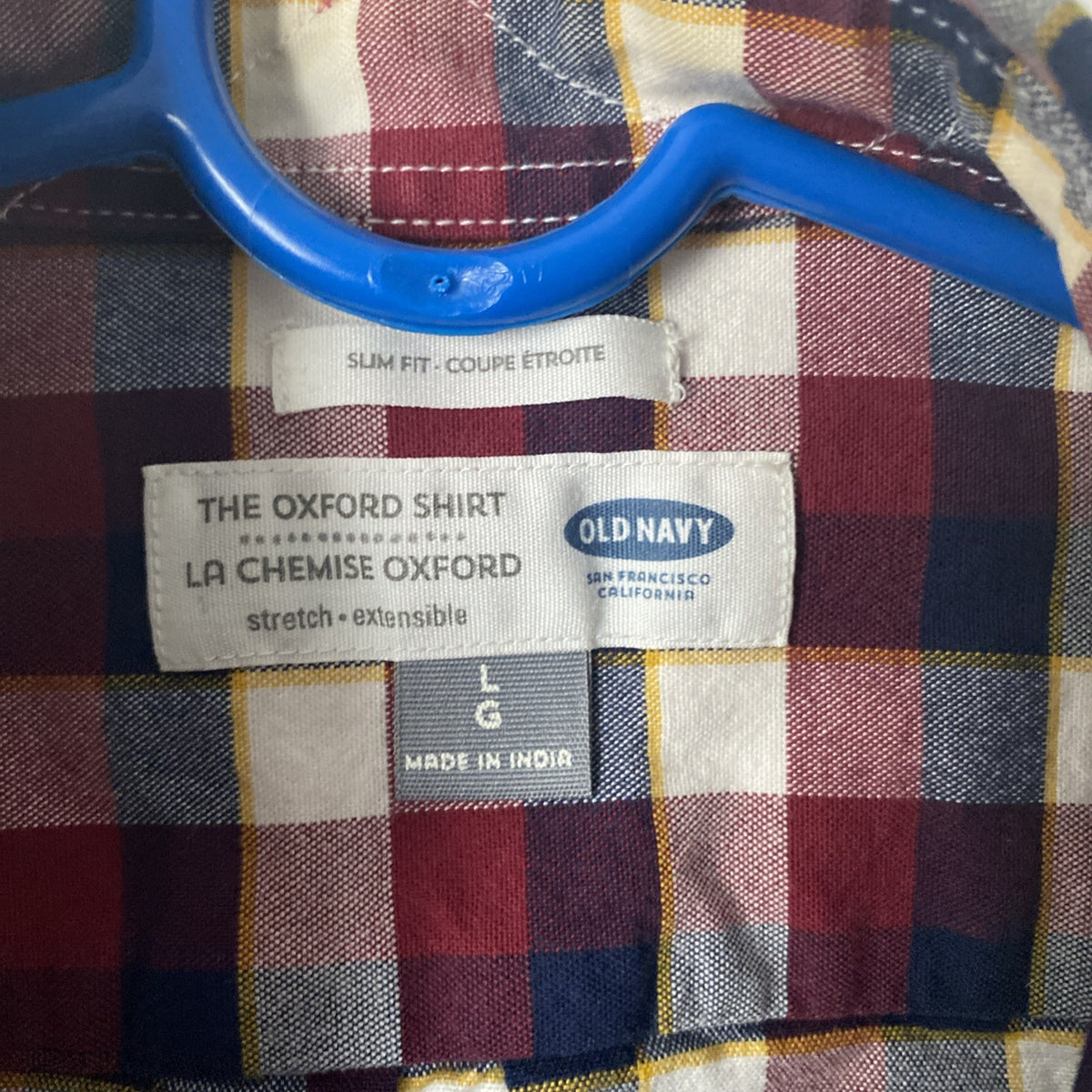 Old Navy The Oxford Shirt Multicolor Flannel Men's  Large Slim Fit Outdoors