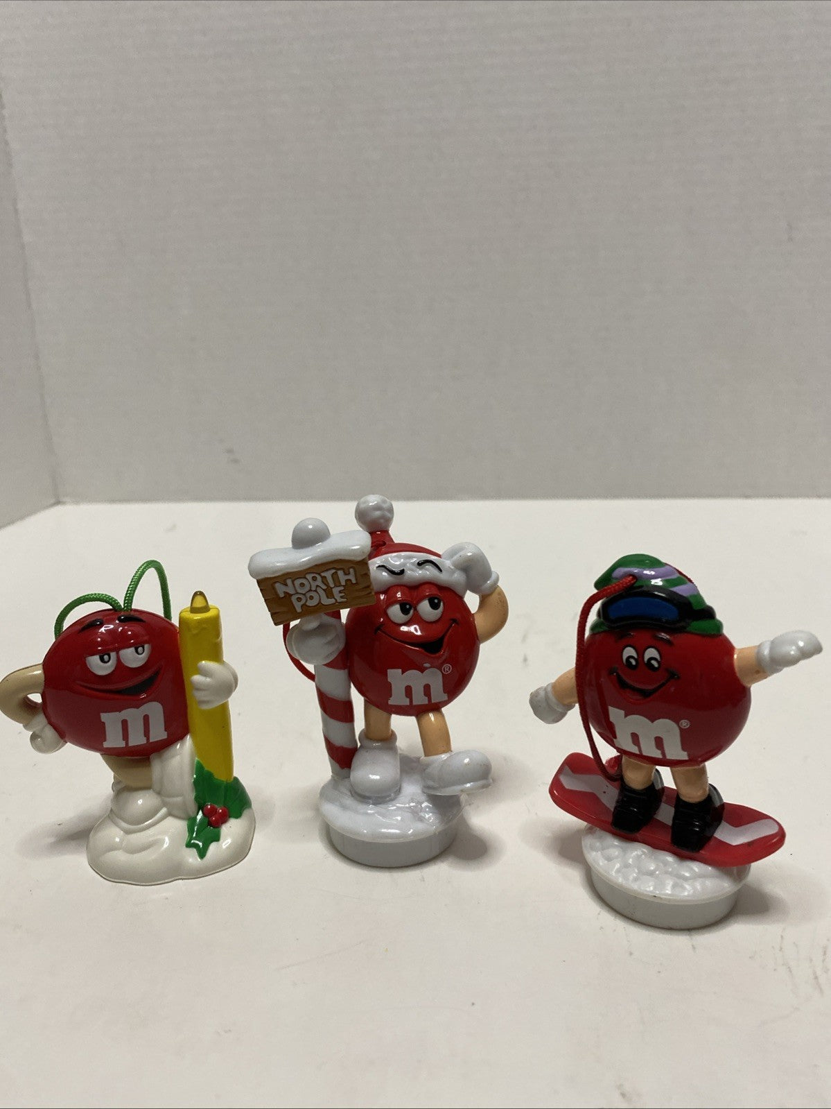 vintage M&M Christmas Ornament Candy Topper 3 Characters