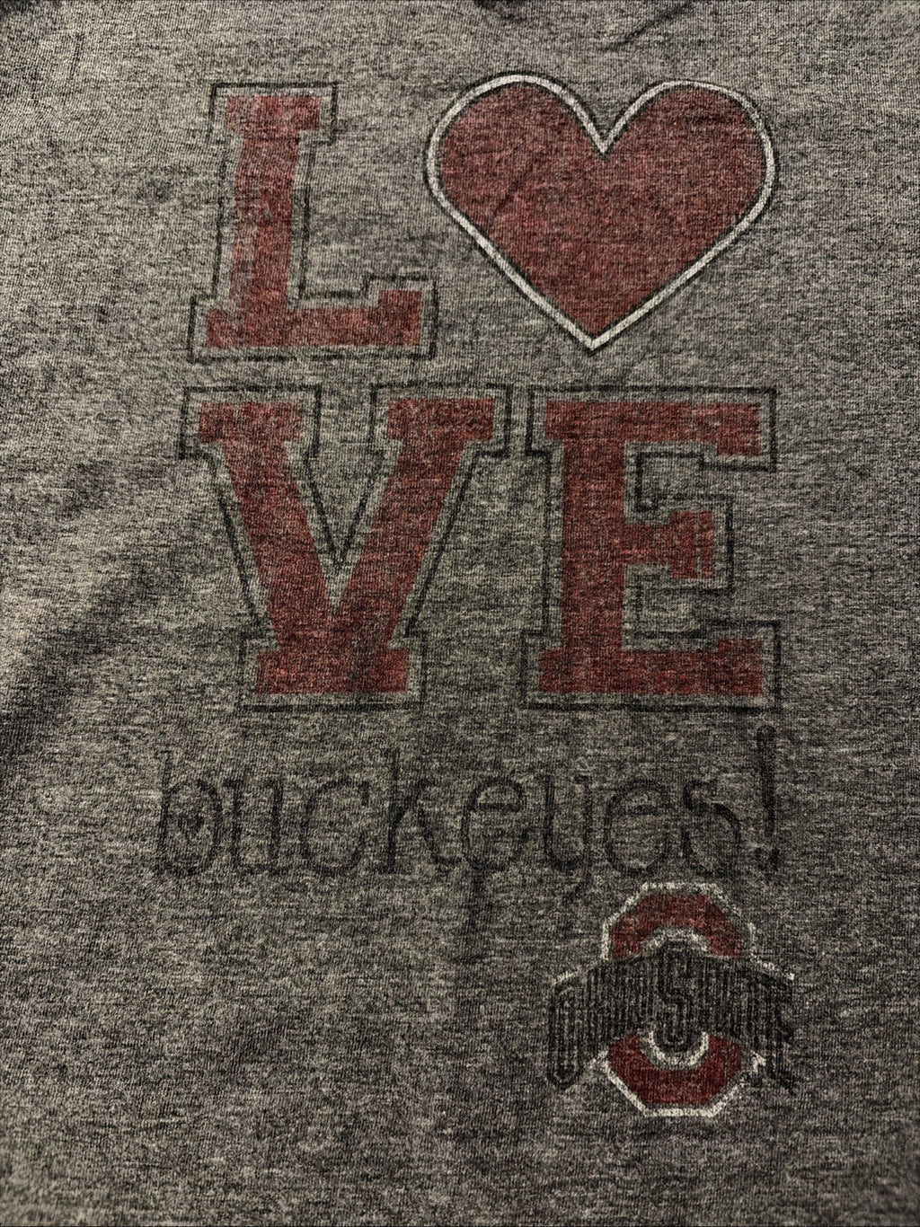 Garb Girls Large Love Buckeyes!  Ohio State University Gray Short Sleeve