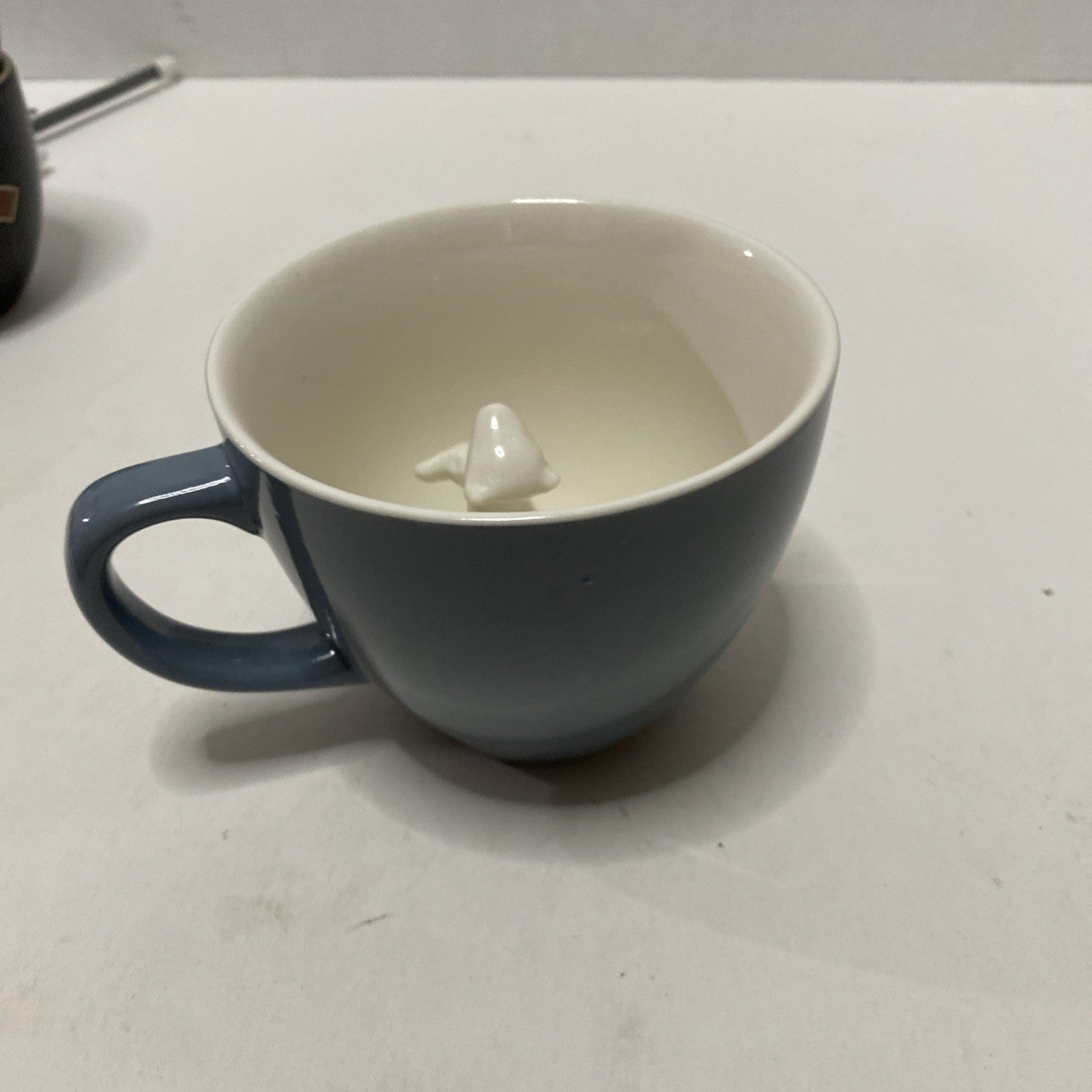 Gray Coffee Mug with Peek-a-Boo Bear with Fish - Made by Creature Cups - 8 oz