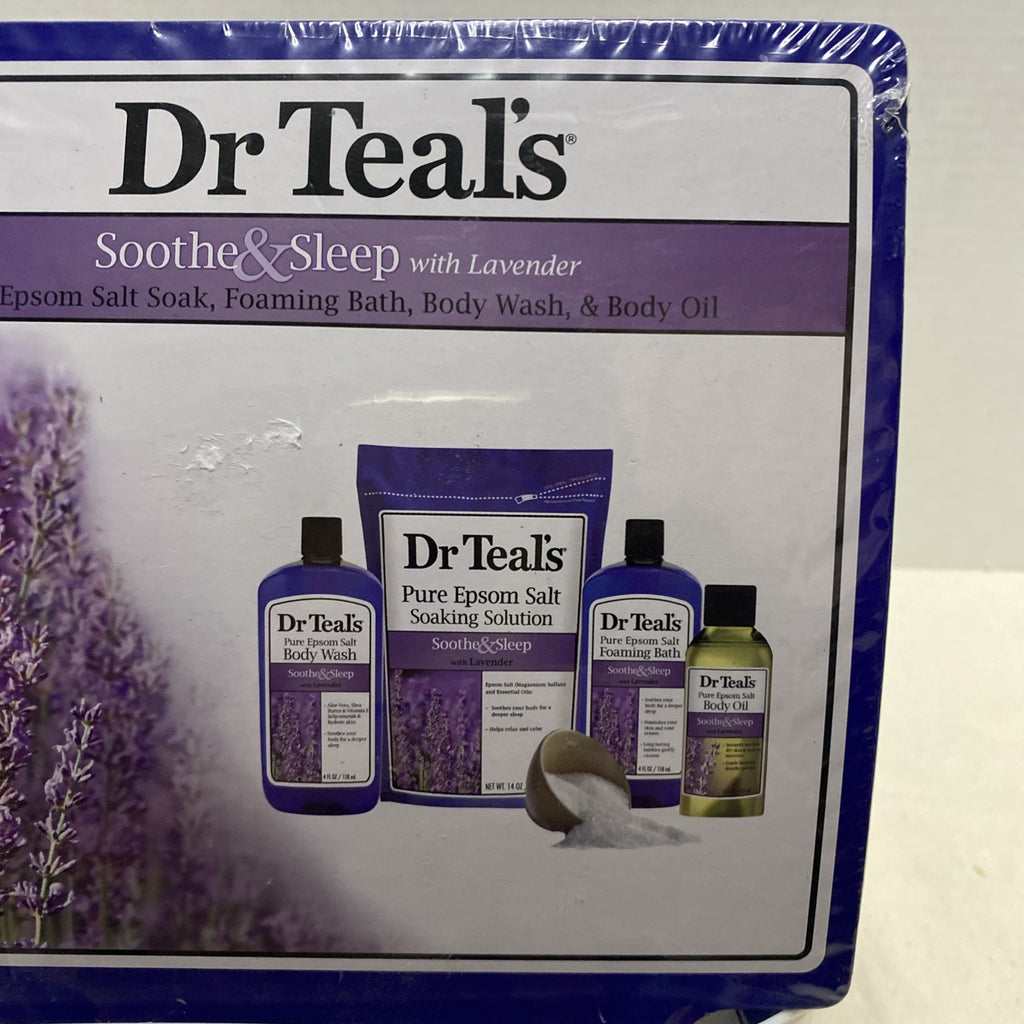 Dr Teal Lavendar Bath Set. Body Wash, Foam Bath,Body Oil & Epsom Salt