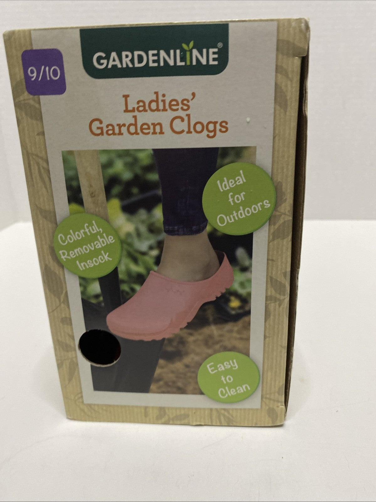 Gardenline Garden Clogs Womens 9/10 Rubber Slip On Removable Pink Color-New