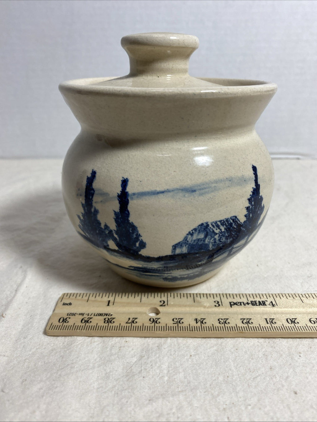 Paul Storie Pottery ~ Crock 7" ~ Blue Country Barn
