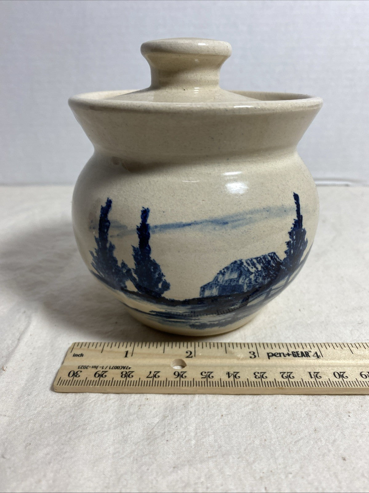 Paul Storie Pottery ~ Crock 7" ~ Blue Country Barn