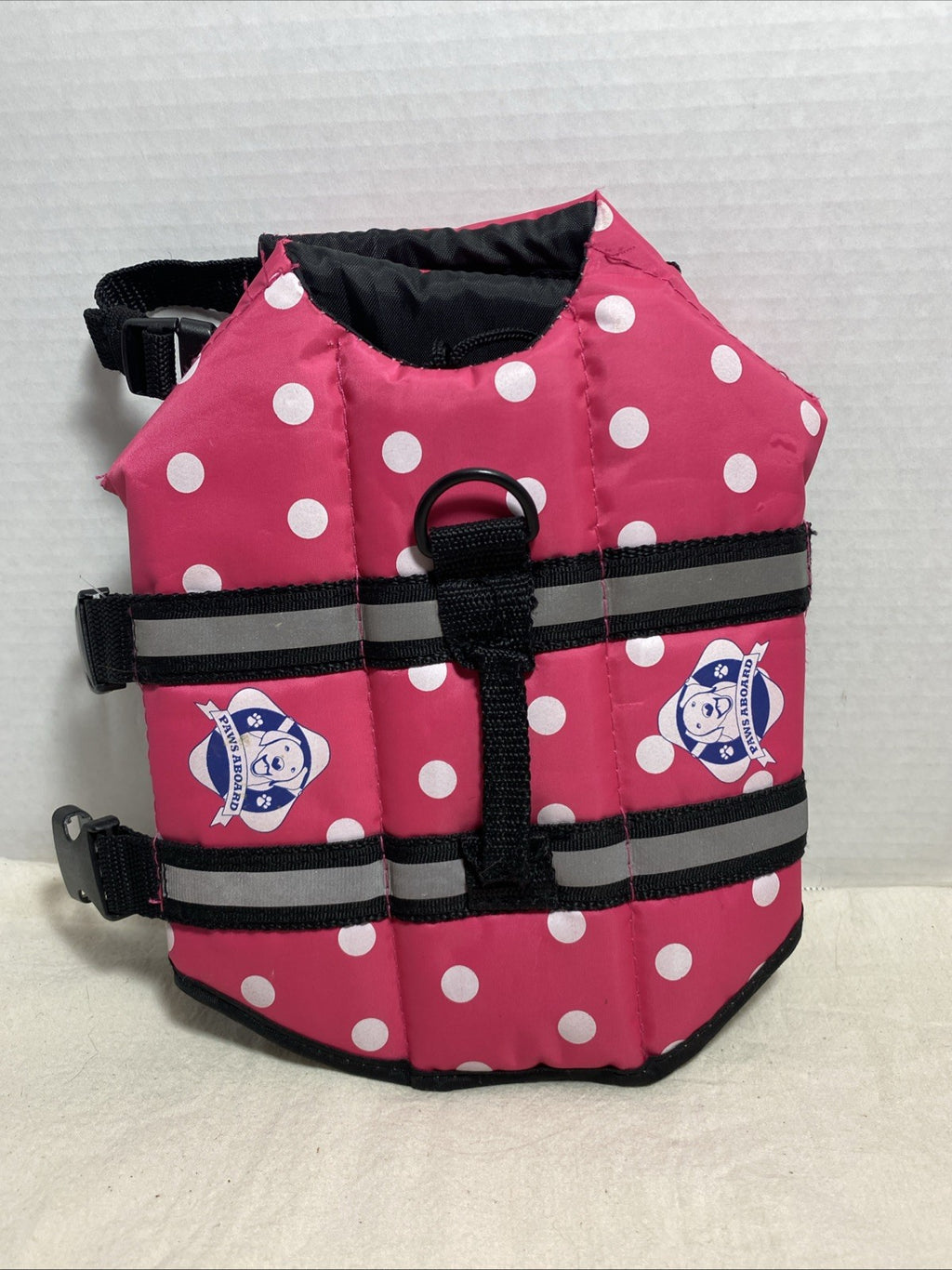 Paws Aboard Life Vest Dog Small Size Pink Polka Dots