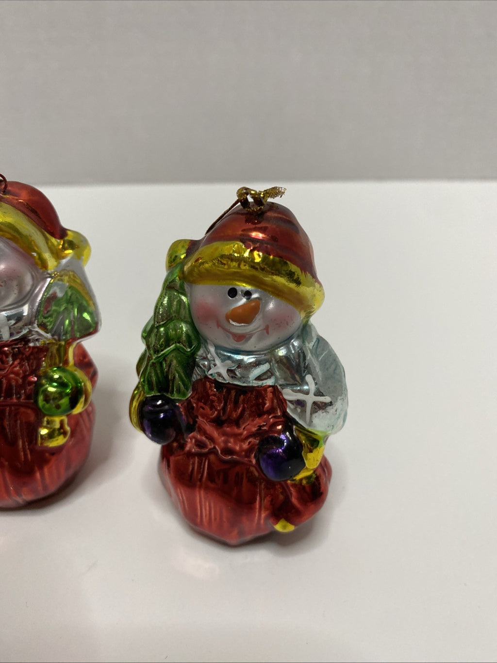 Christmas Tree Snowman Ornaments with Hangers 4 ea Small 3"
