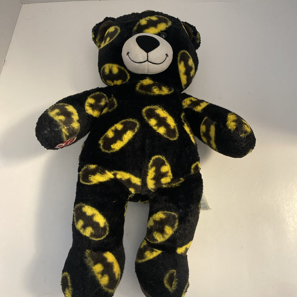 Batman Logo Build A Bear Black And Yellow Stuffed Animal Plush Bear 16" 2014