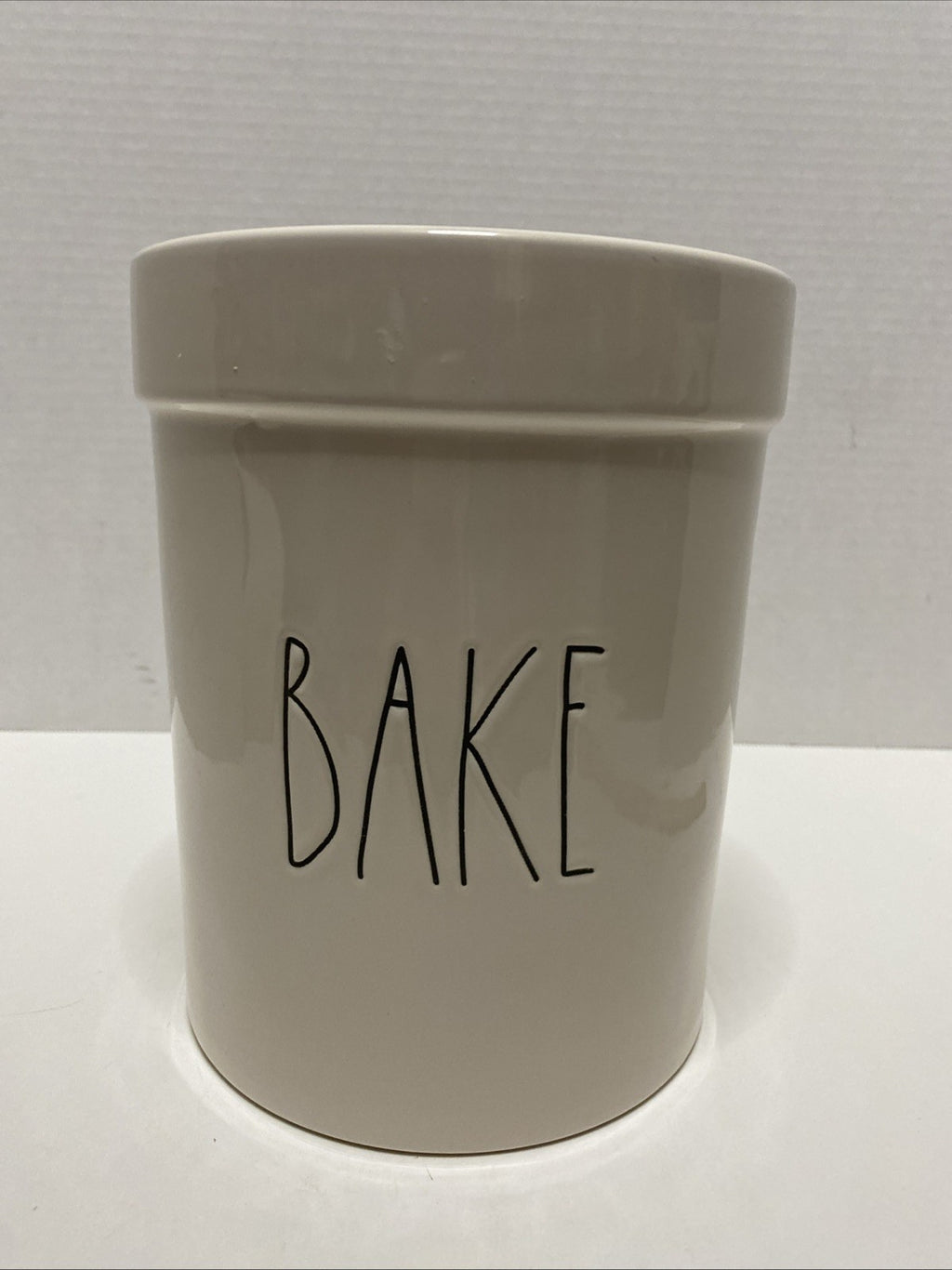 Rae Dunn Large BAKE utensil holder/canister -no lid -farmhouse kitchen decor