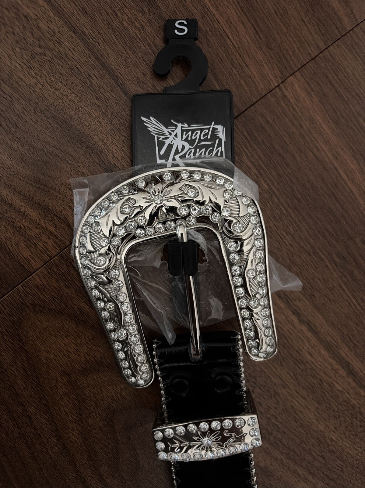 Angel Ranch Western Belt Women Crystal Studs 3 Piece Buckle