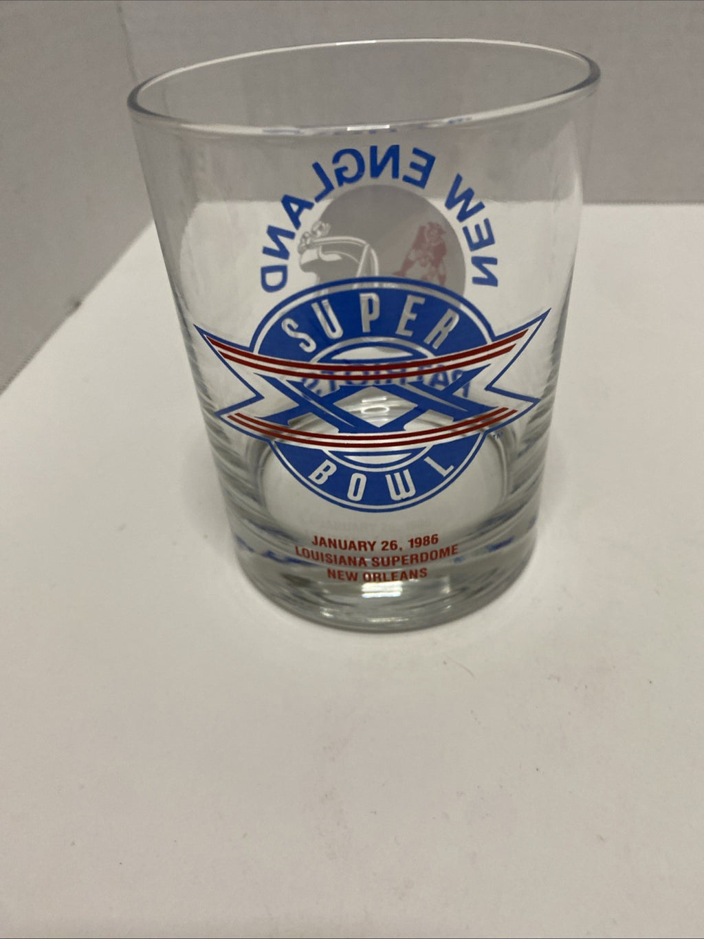 Vintage 1986 New England Patriots Super Bowl XX Champions Glass / Cup