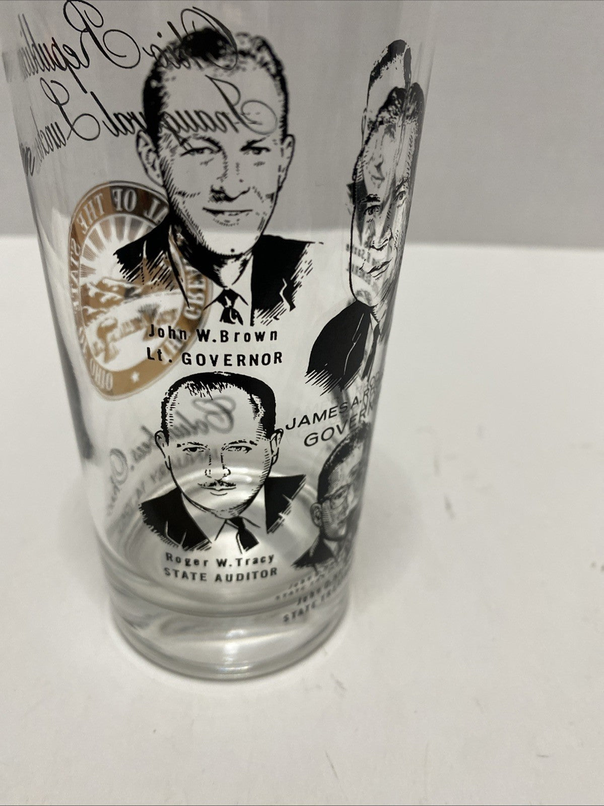 Vintage Republican Inaugural Luncheon Glass 1963 James Rhodes Governor