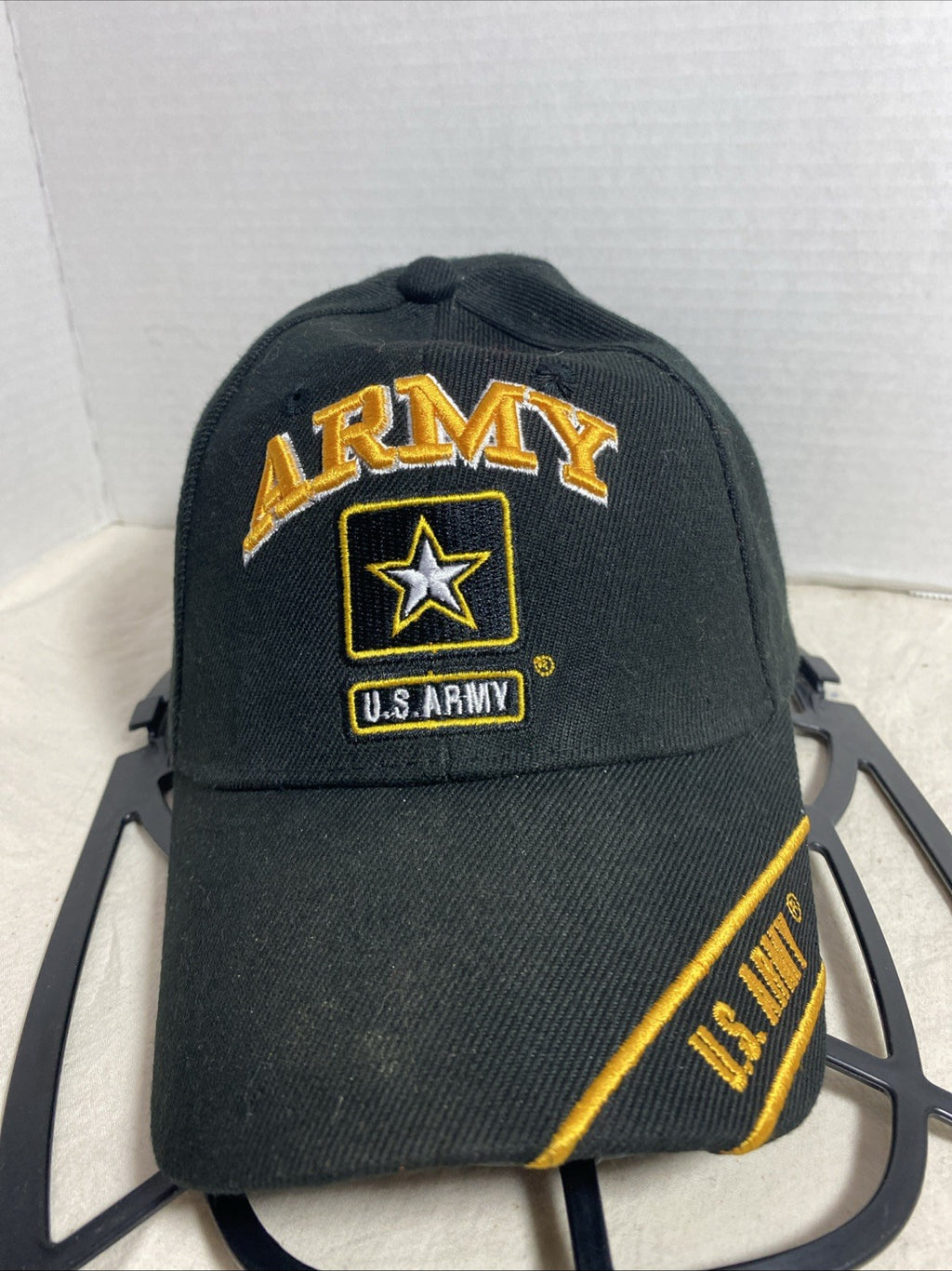 US Army Officially Licensed Star Logo Gold Trim Black Baseball Cap