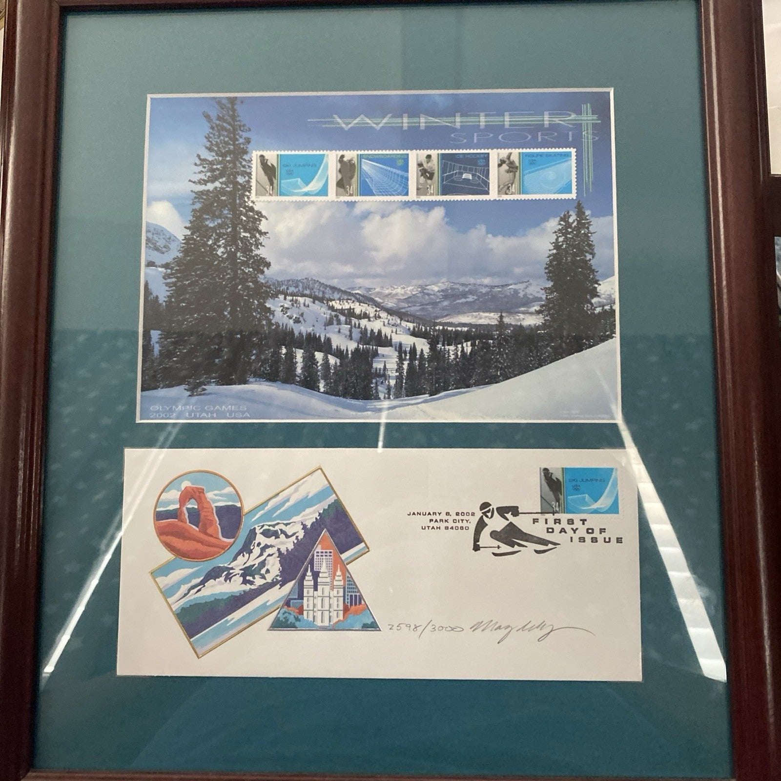 Olympic Games 2002 Utah USPS Signed Artwork 34 Cent Stamps Picture #/3000