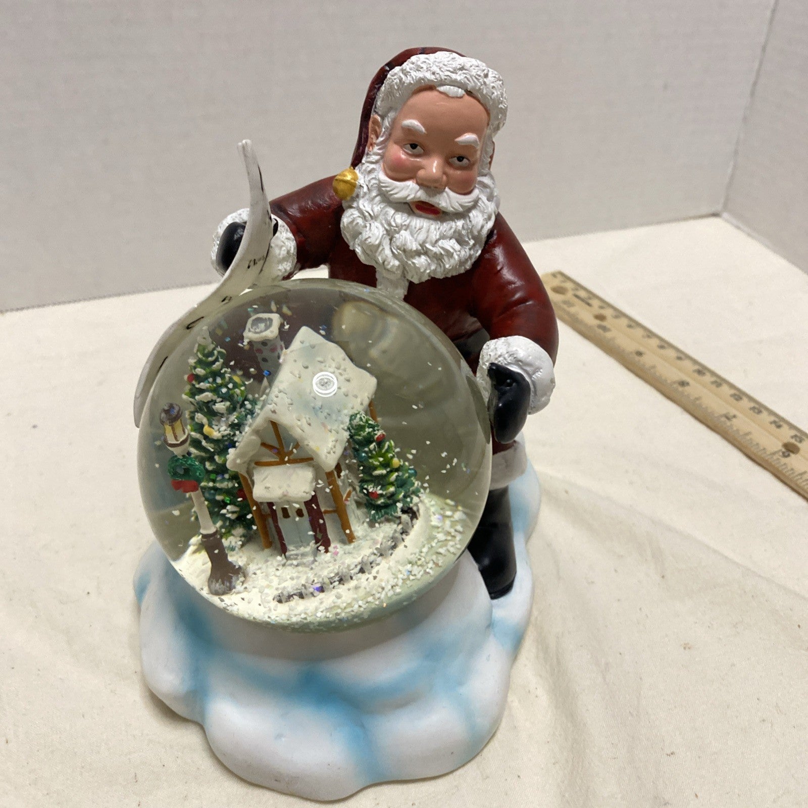 VTG Cracker Barrel Santa Water Globe LED Light Up Christmas Battery Operated NOS