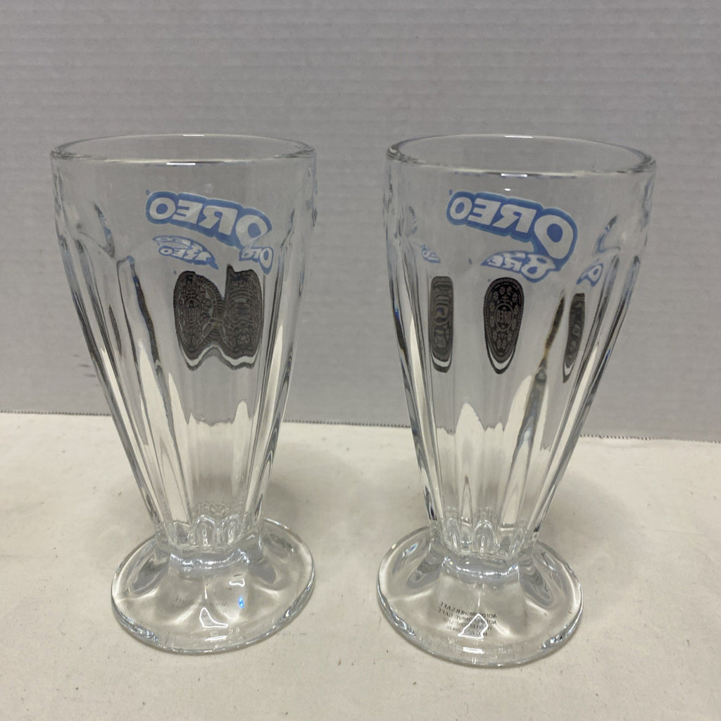 Oreo Cookie Milkshake Fluted Sundae Drinking Glasses Set of 2