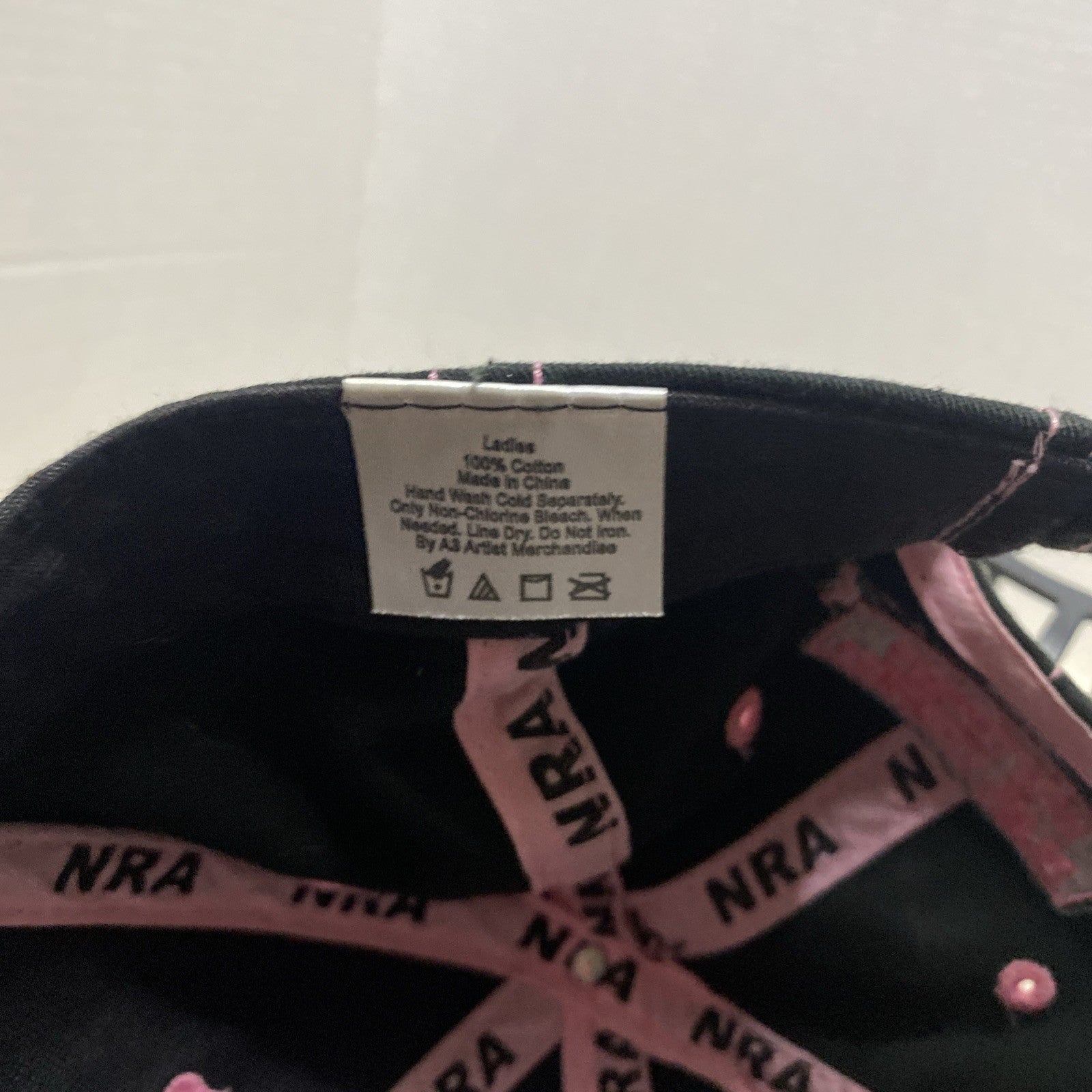 NRA Black /Pink embroidery emblem Snapback Hat Made In The USA