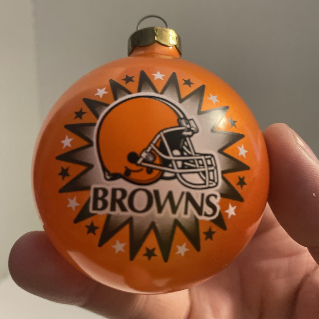 NFL Cleveland Browns Round Glass Hanging Christmas Ornament