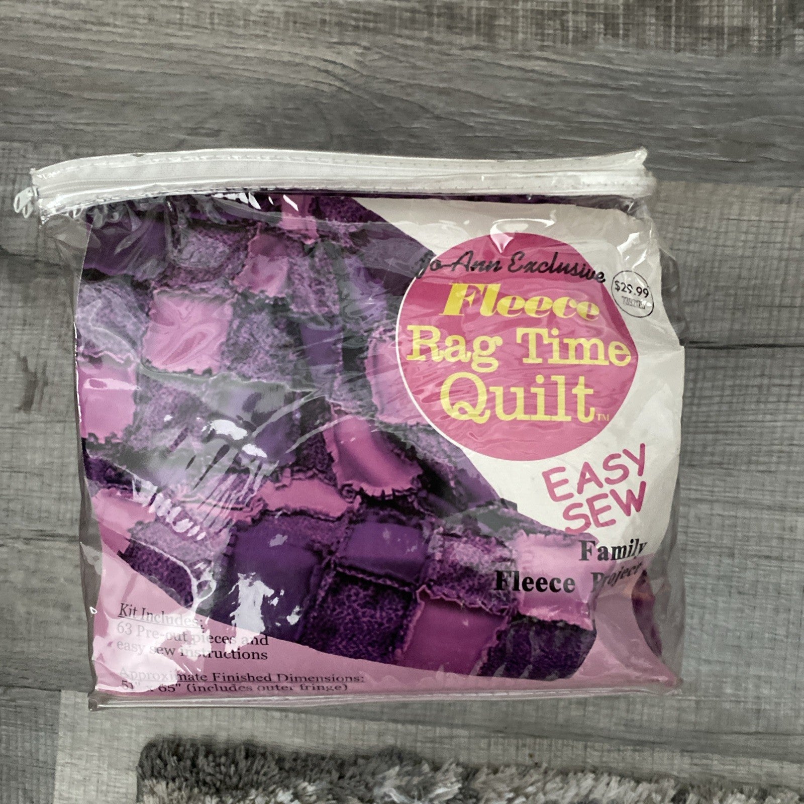 Jo Ann Fabric Fleece Ragtime quilt kit Purple/Leopard Precut easy sew direction