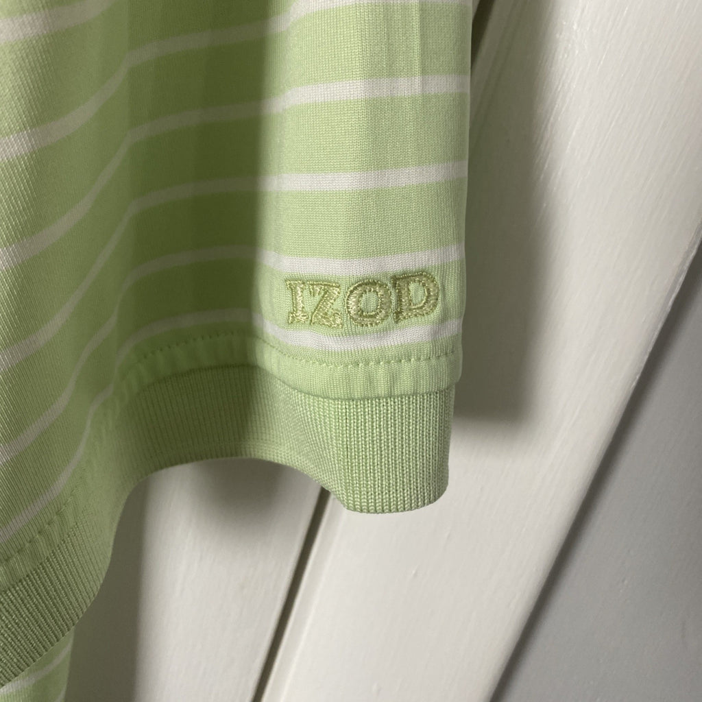 Luxury sports performance polo size large men’s shirt mint green white stripes s