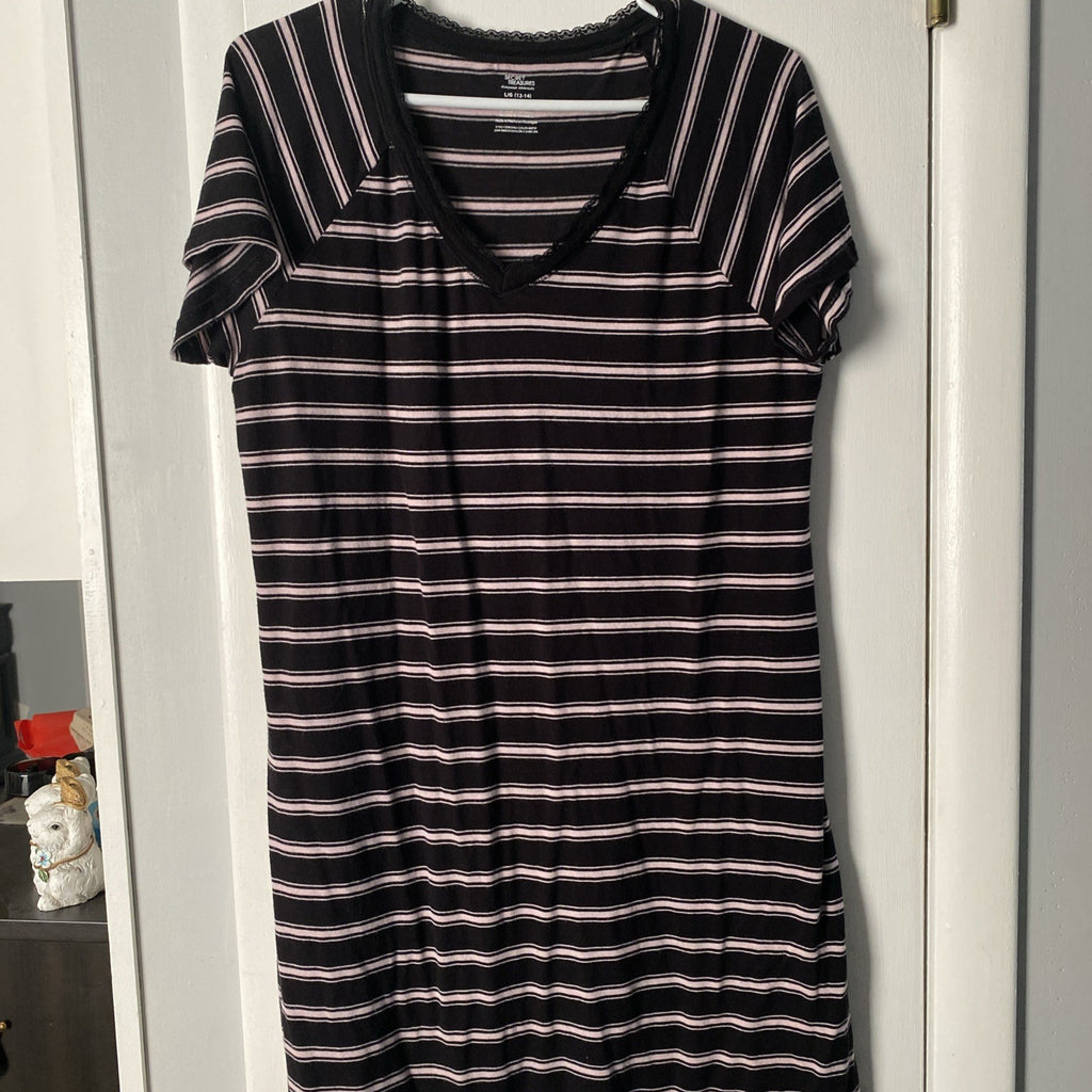 Secret treasures sleepwear essentials large 12–14 cotton short sleeve black dres